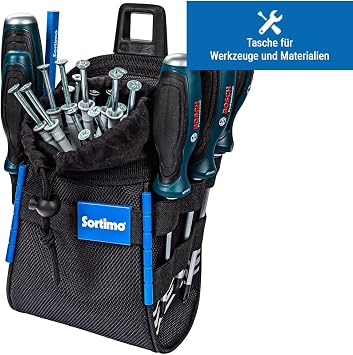 Sortimo ProClick Nail Bag M - Robust Bag with Lockable Storage Space & 6 Elastic Loops - Ideal for Nails Screws & Protective Clothing - Compatible with ProClick Holder & Tool Belt