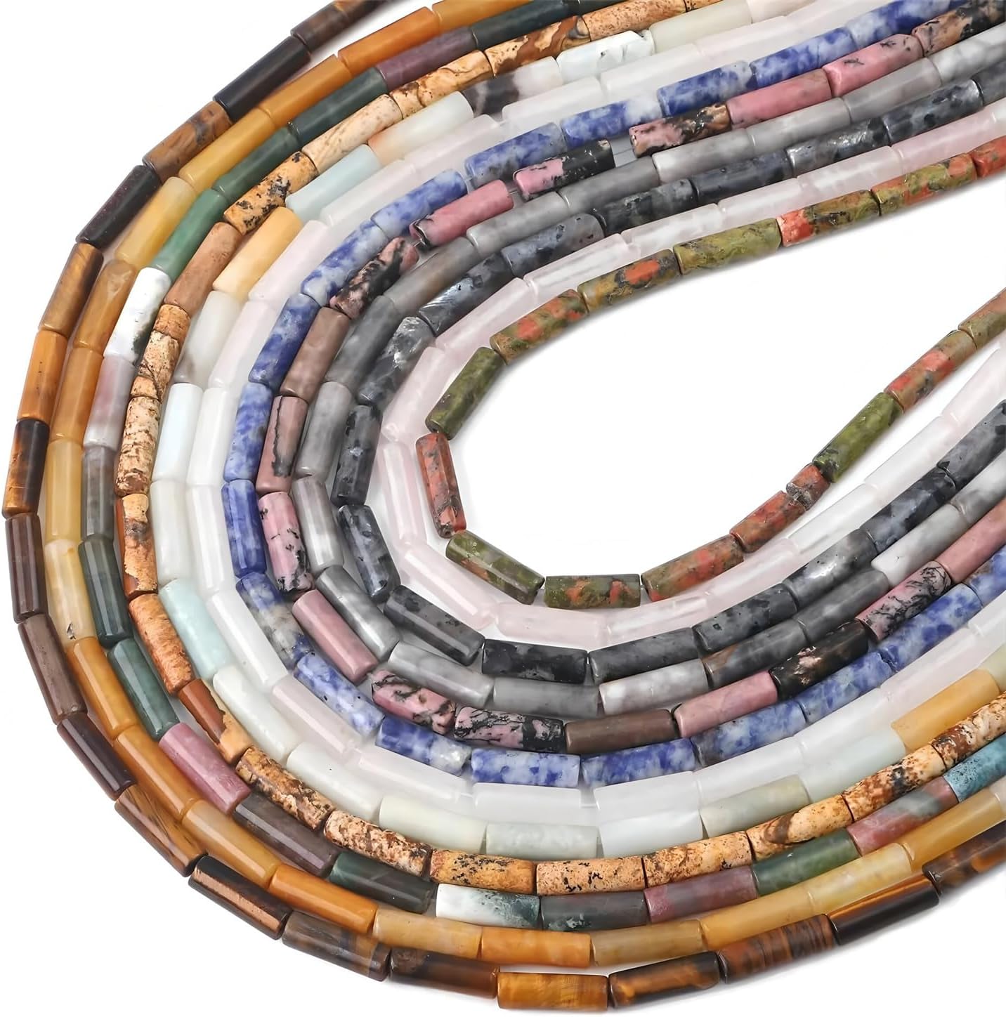 HAAMIIQII Natural Yellow Picture Jasper Tube Beads 13x4mm Column Stone Cylinder Gemstone Loose Beads for Jewelry Making Strand 15 Inch (28-29pcs) - Image 7