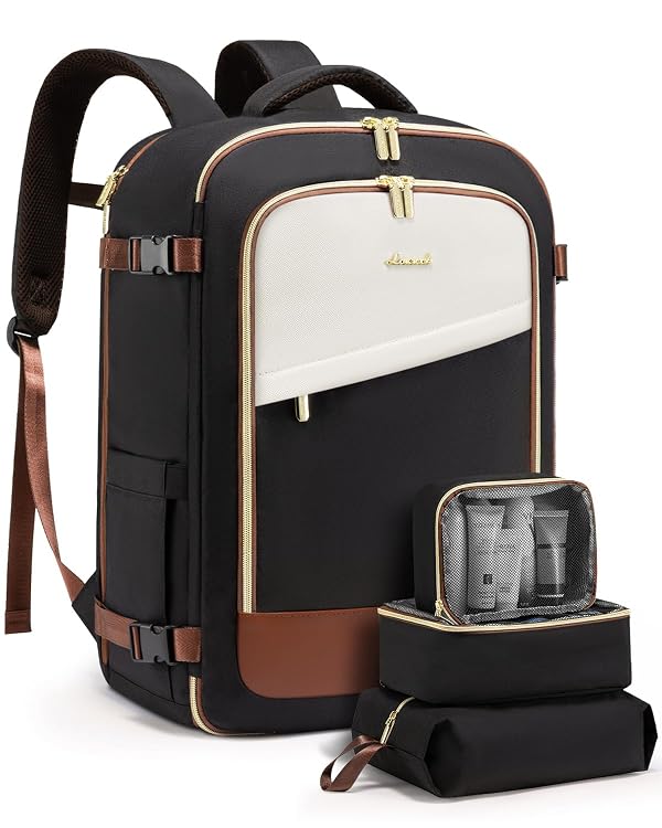 LOVEVOOK Travel Backpack for Women, 50L Carry On Backpack Flight Approved, Large Suitcase Bag for Travel Fits 18.5 inch Laptop, TSA Approved Luggage with 3 Packing Cubes,Waterproof Weekend Backpacks by LOVEVOOK - Used condition - US$48.42