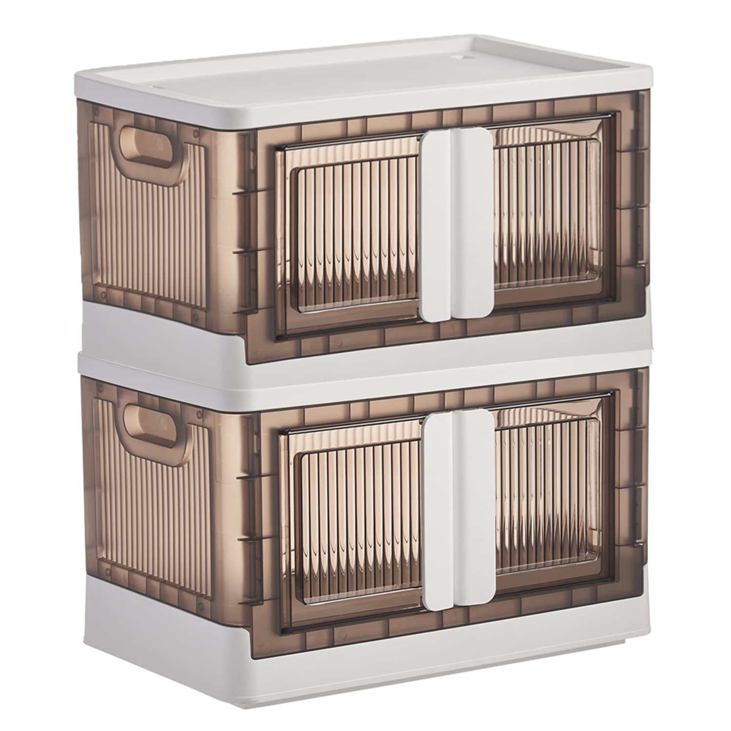 Storage Bins with Lids, Storage Bins with Wheels, Stackable Storage Bins Organization, Plastic Storage Bins, 12 Gal Large Storage Boxes, 3 Packs Collapsible Storage Bins with Door