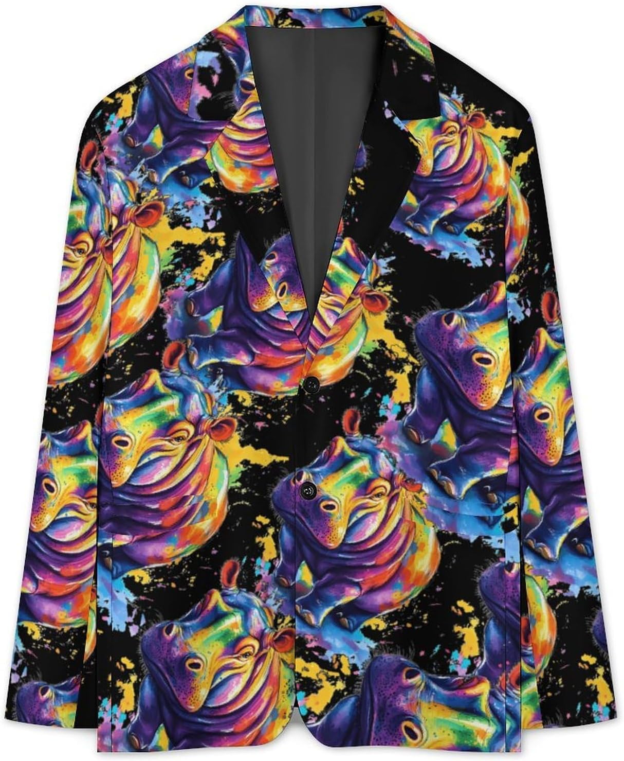Hippo Colorful Mens Casual Blazer Sport Coat Two Buttons Suit Jacket for Business Wedding Party