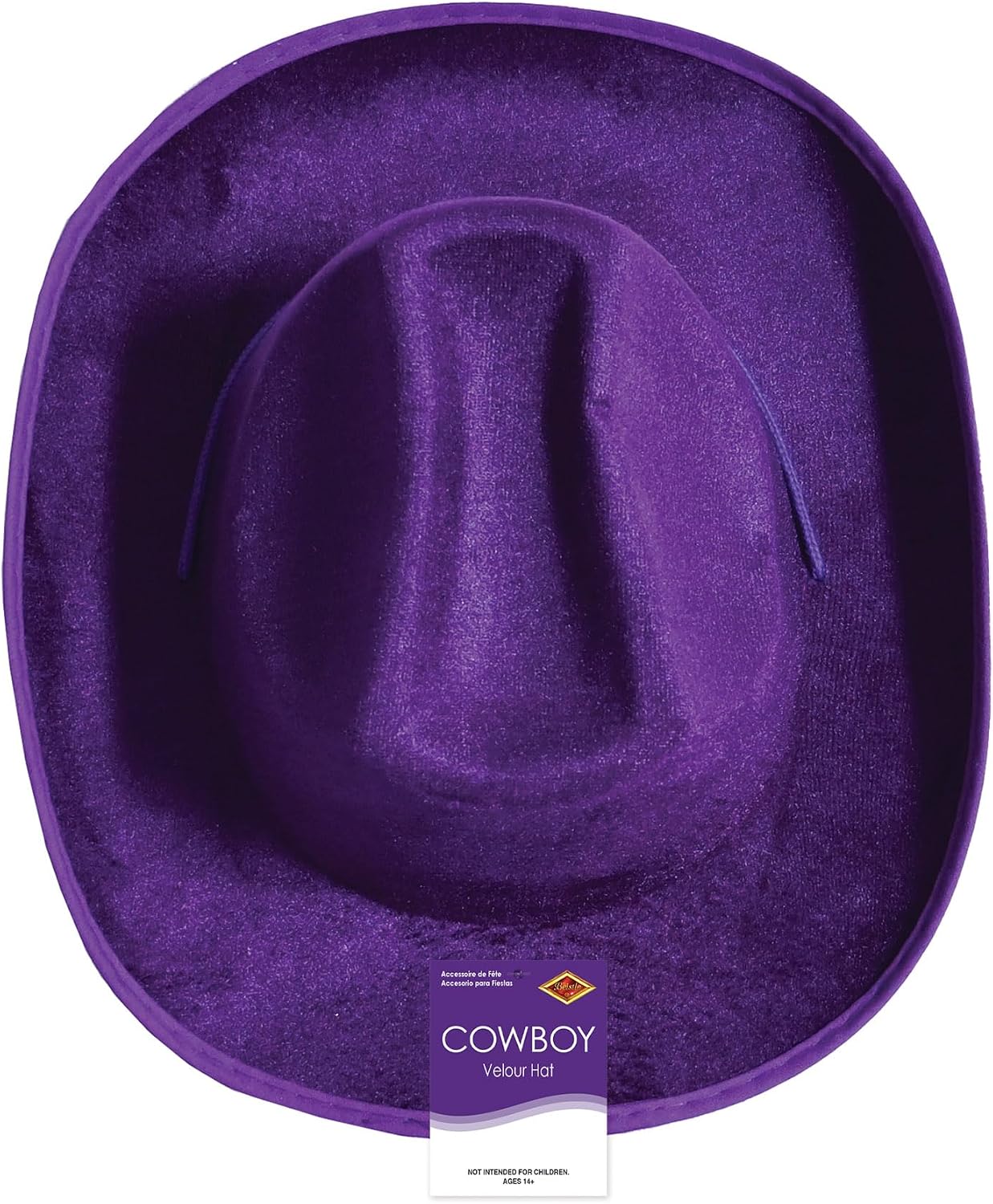 Beistle Purple Velour Cowboy Hat – Western Costume Headwear with Adjustable Chin Strap, Country Theme Accessory for Rodeo Parties, Ranch Events, Photo Booth Props, and Themed Displays
