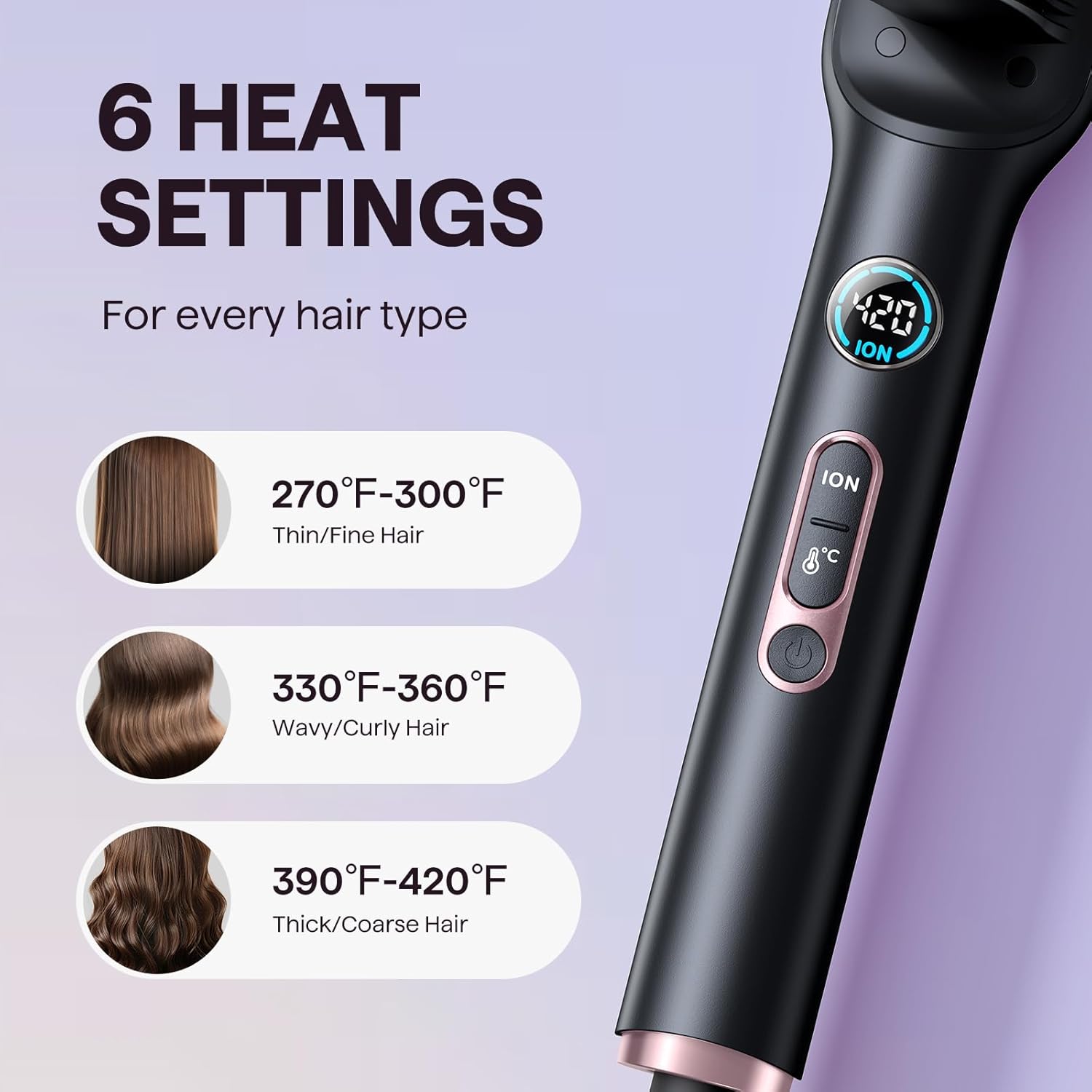 Wavytalk Hair Straightener Brush, Sleek Sweep Ionic Straightening Brush, Anti-Scald Ceramic Straightener Comb with LED Display for Super Smooth Hair, Dual Voltage, Rose Gold. - Image 6