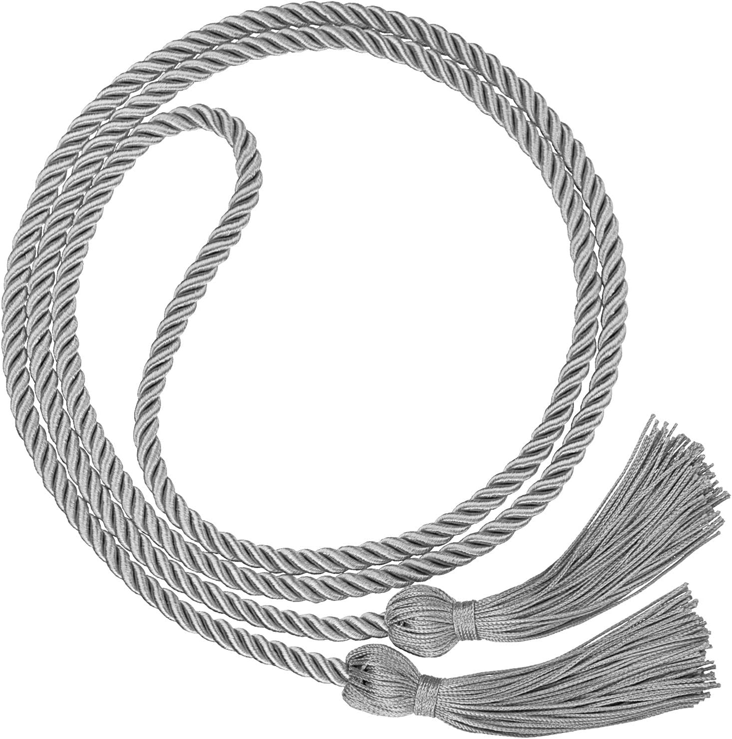 TecUnite Graduation Cords Honor 2026 Polyester Yarn Decorative 67" Long Garland Twist Ties with Tassels for Bachelor Gown Graduation(Silver) Silvery