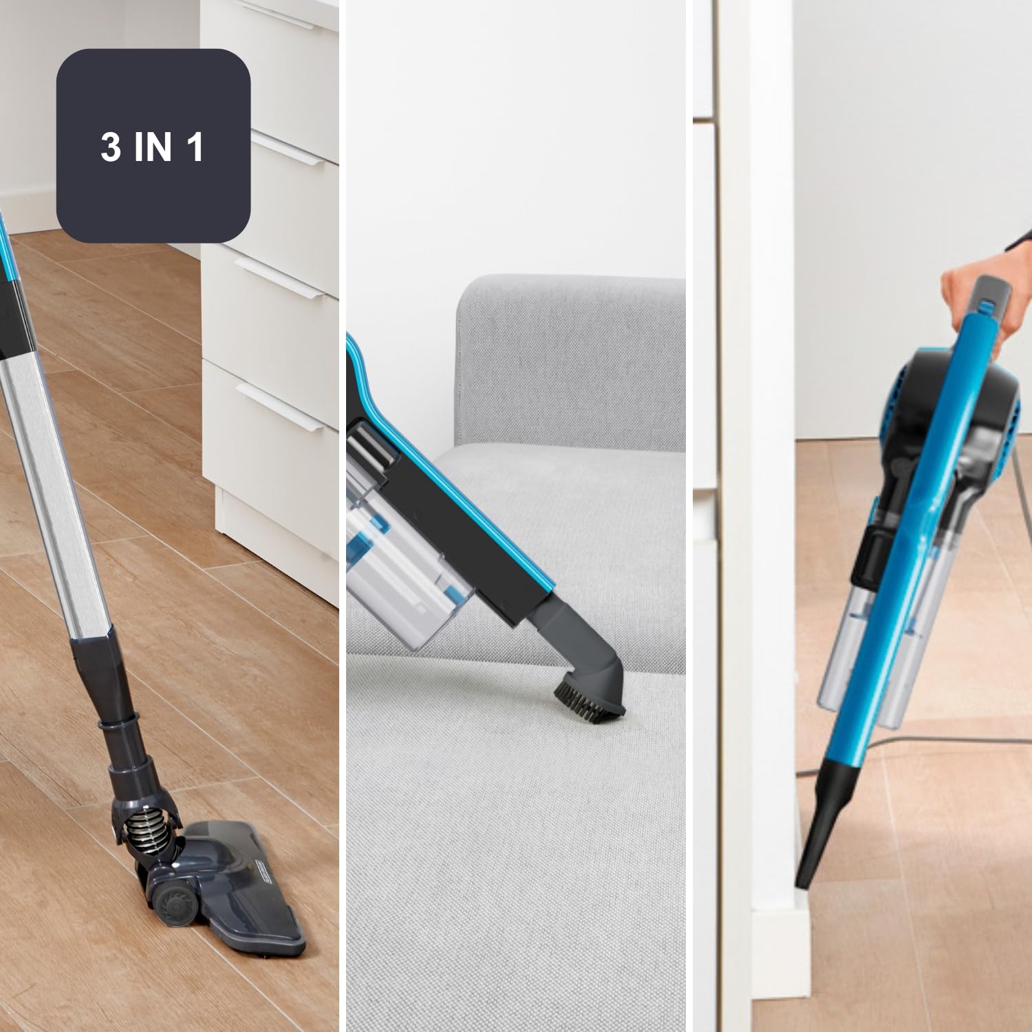 BLACK+DECKER - Scopa Elettrica con Filo 600W | 3 in 1 Scopa, Portatile e Lancia | Triplo Filtro Ciclonico + Filtro EPA Lavabile | Serbatoio Grande Capacità | Cavo 6m | Peso Leggero 2,5Kg