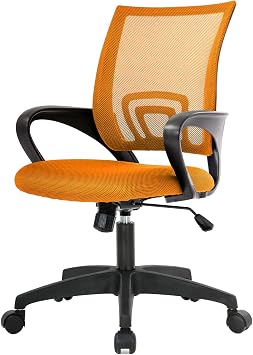 Ergonomic Office Chair with Lumbar Support - Adjustable Mesh Computer Desk Chair for Back Pain, Modern Executive Swivel Rolling Stool, Comfortable & Affordable Orange
