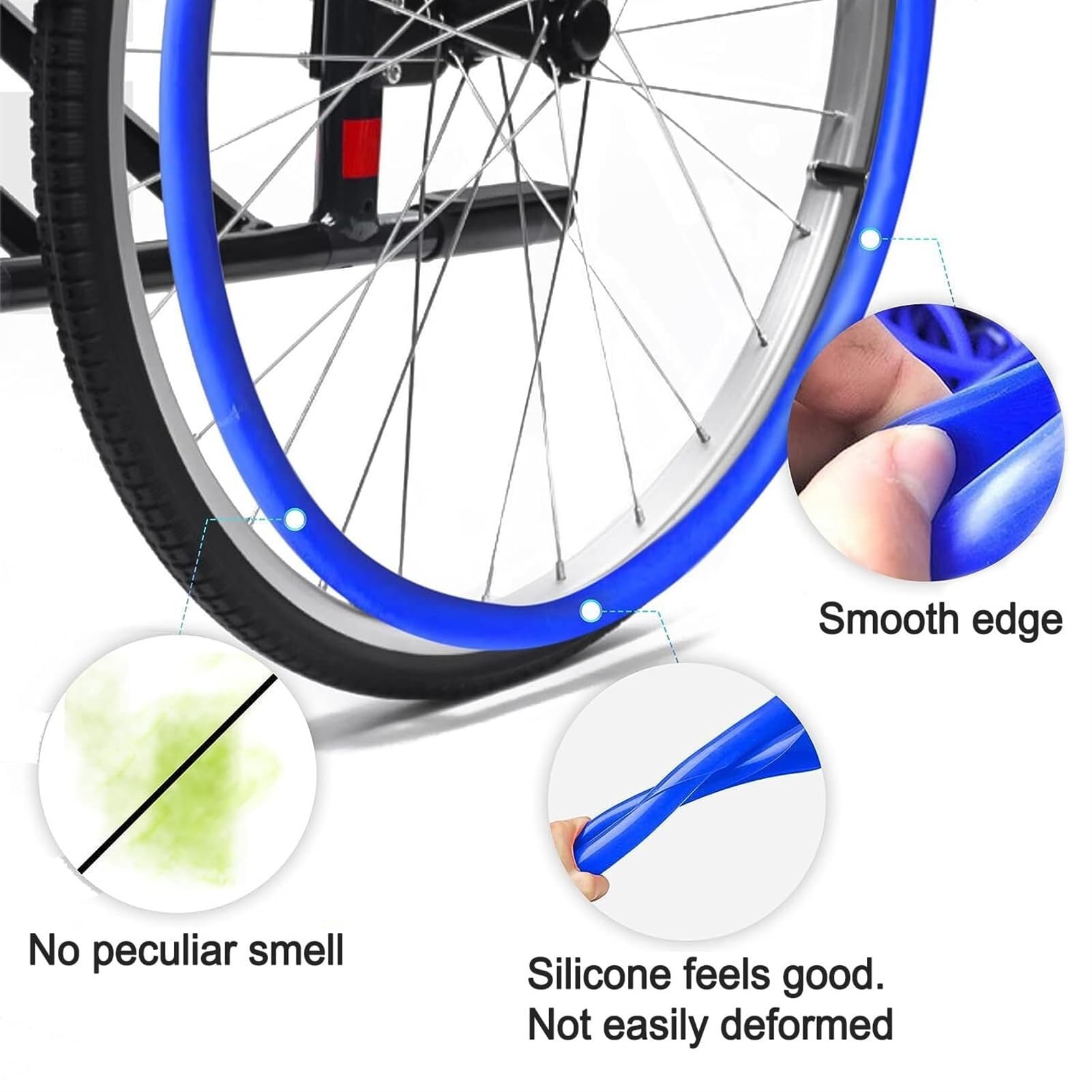 Funda para silla de ruedas Accesorios para sillas de ruedas Fundas para aro de empuje de silla de ruedas de 22/24 pulgadas 1 par Funda de empuje manual antideslizante y resistente al desgaste Funda