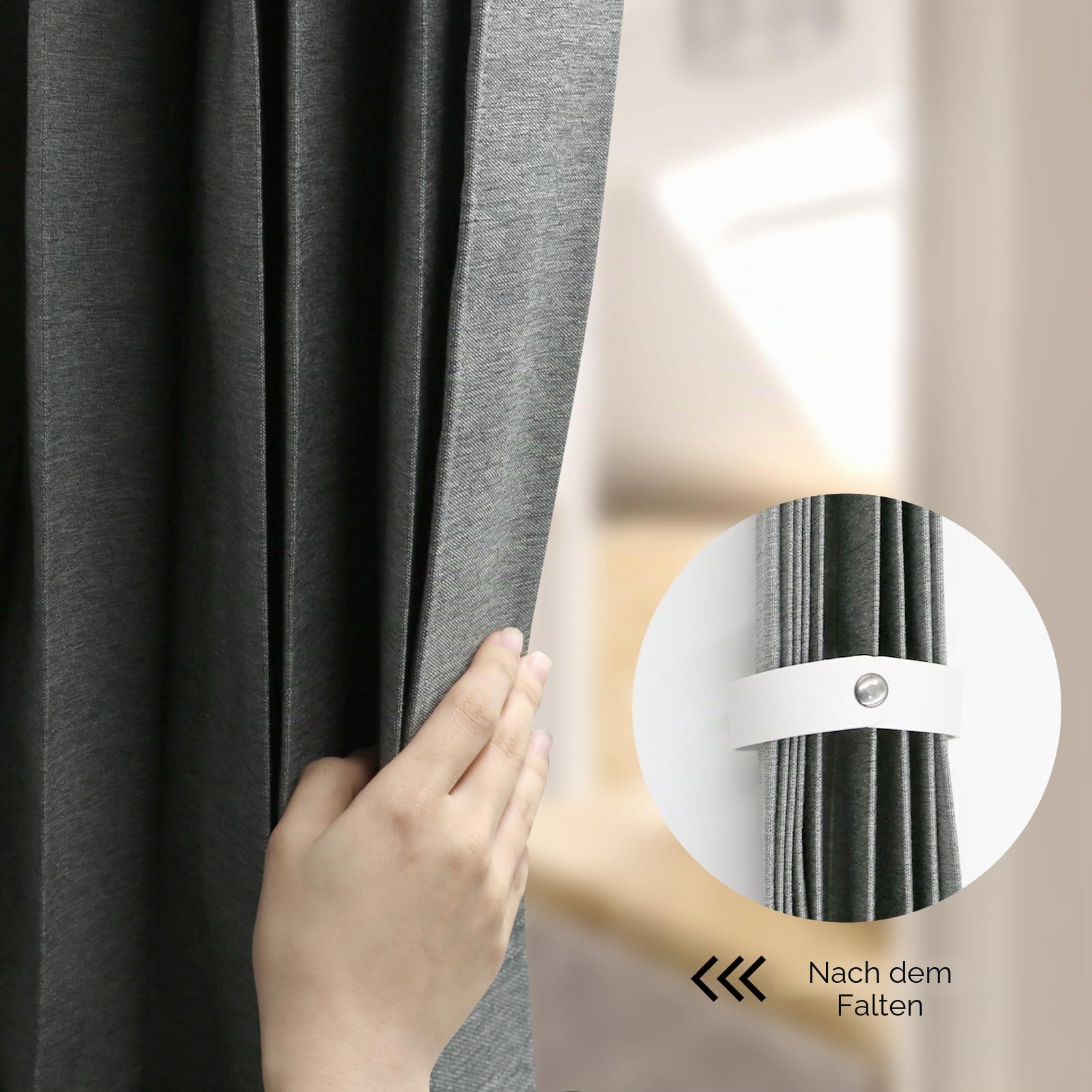 Faltbarer Wasserdichter Duschvorhang, Grau, 100x200cm | Anti Schimmel aus Leinen mit Haken, Magnetischer Duschvorhang für Badezimmer, 210 g/m²