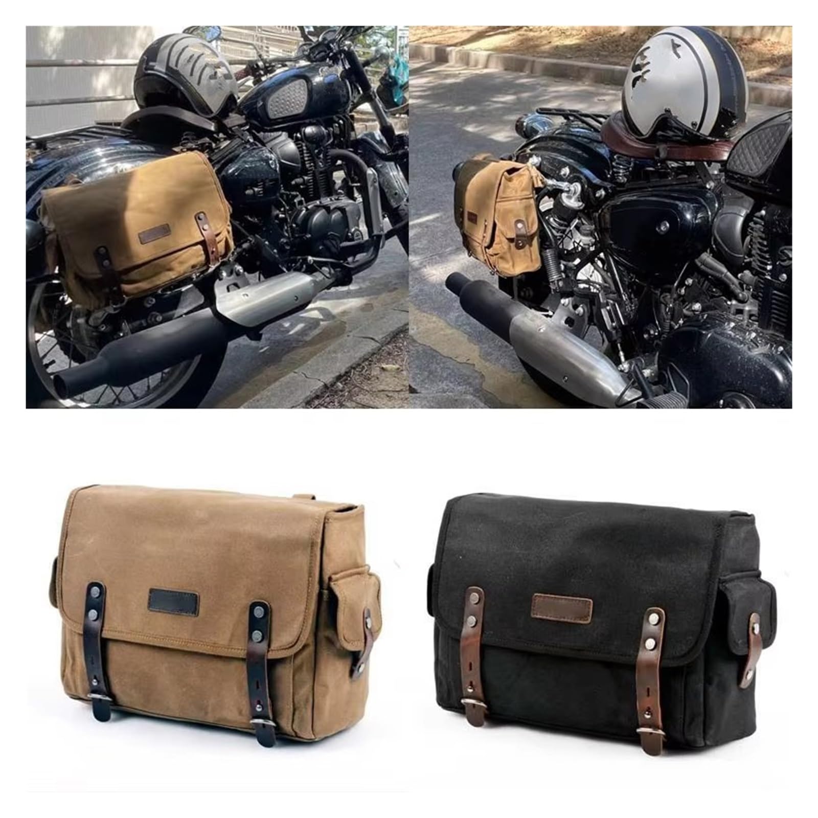 Borsa Laterale Universale Per Moto Strumento Impermeabile Retrò Borse Viaggio Per Bagagli Grande Capacità Sella Per Borse Da Sella Per Moto(Nero)