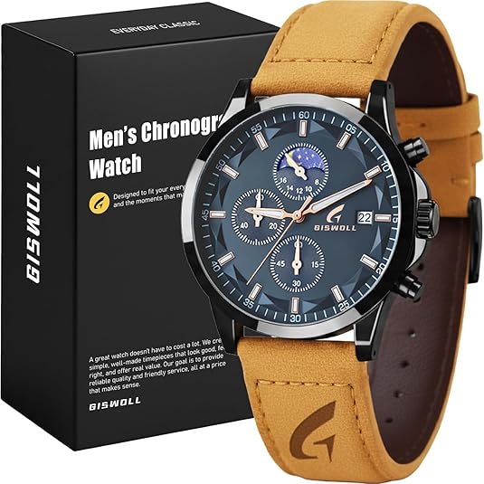 Distinctive Mens Analog Chronograph Watches with Auto Date & Multi Subdials, Fashion Casual Sport Quartz Wrist Watches with Luminous, 3ATM Waterproof, Great Gift for Boyfriend, Husband, Dad Distinctive Mens Analog Chronograph Watches with Auto Date & Multi Subdials, Fashion Casual Sport Quartz Wrist Watches with Luminous, 3ATM Waterproof, Great Gift for Boyfriend, Husband, Dad