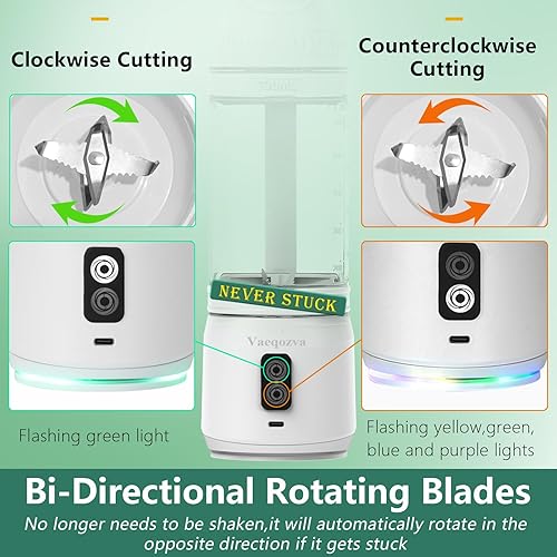 Miniatura 4 de Vaeqozva Licuadora portátil de 23.7 fl oz, licuadora personal recargable por USB para batidos y batidos, blanco, 3.858 x 3.858 x 12.835 in