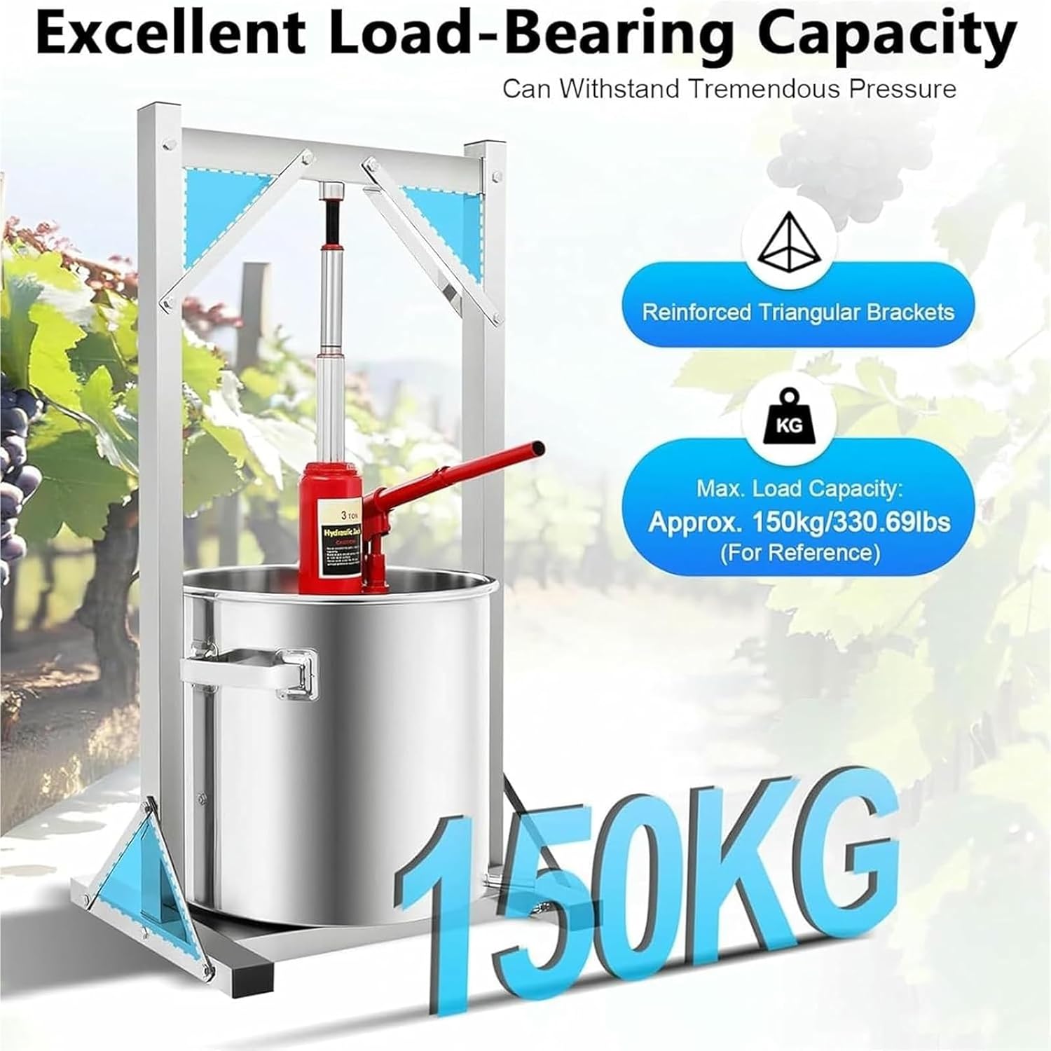Fruit Wine Press， Hydraulic Grape Wine Press Juice Maker Making Equipment(36L)