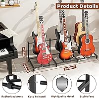 Vista 3 de Soporte para guitarra, soporte para guitarra con goma, soporte ajustable para guitarra eléctrica para múltiples guitarras, soportes de guitarra