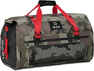 BORLENI Waterproof Motorcycle Duffel Bag Tail Bag 30L Dry Bags Luggage | Roll Top Closure, Shoulder Straps, Inner Pocket and Mesh Pocket Large Storage Space for cycling Travel Camping Army Green