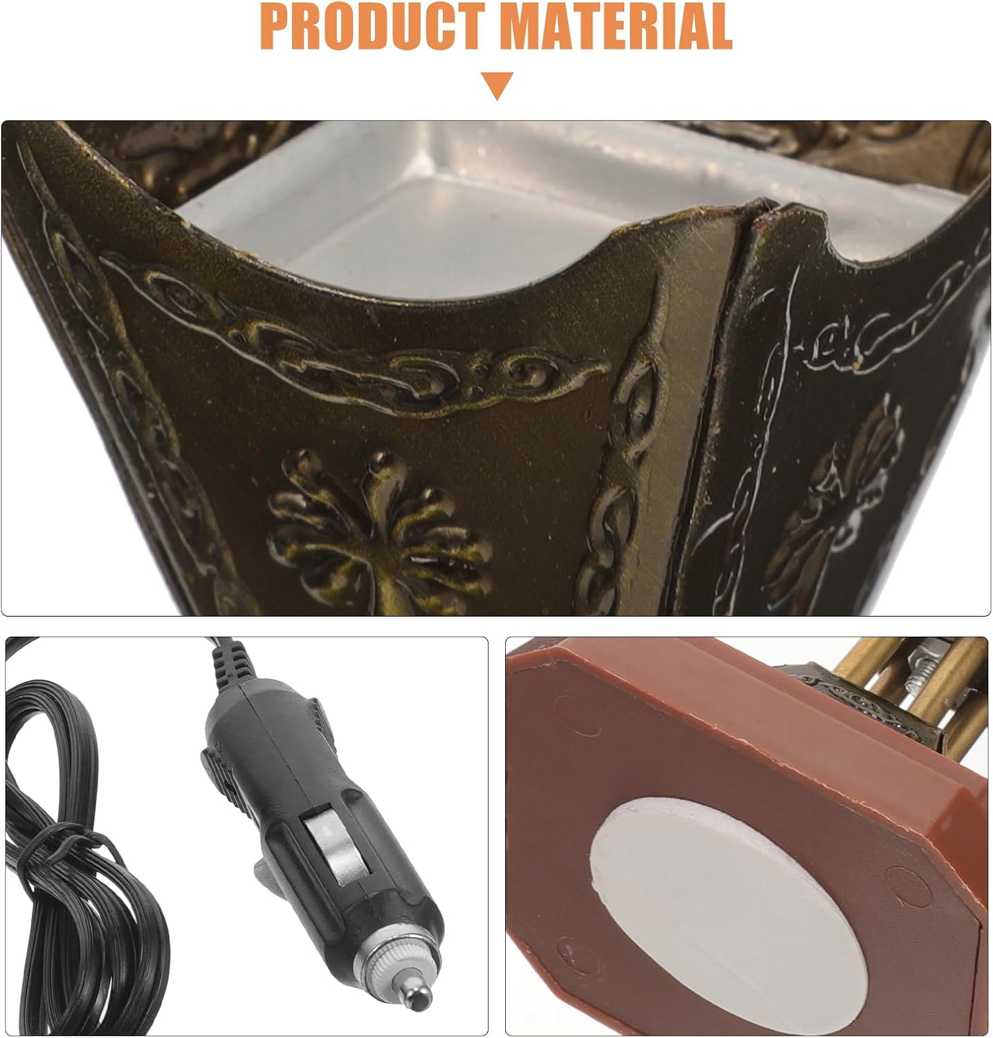 DECHOUS Electric Car Incense Burner, Vintage Arabic Censer, Aroma Burner, Aromatic Ornament for Car