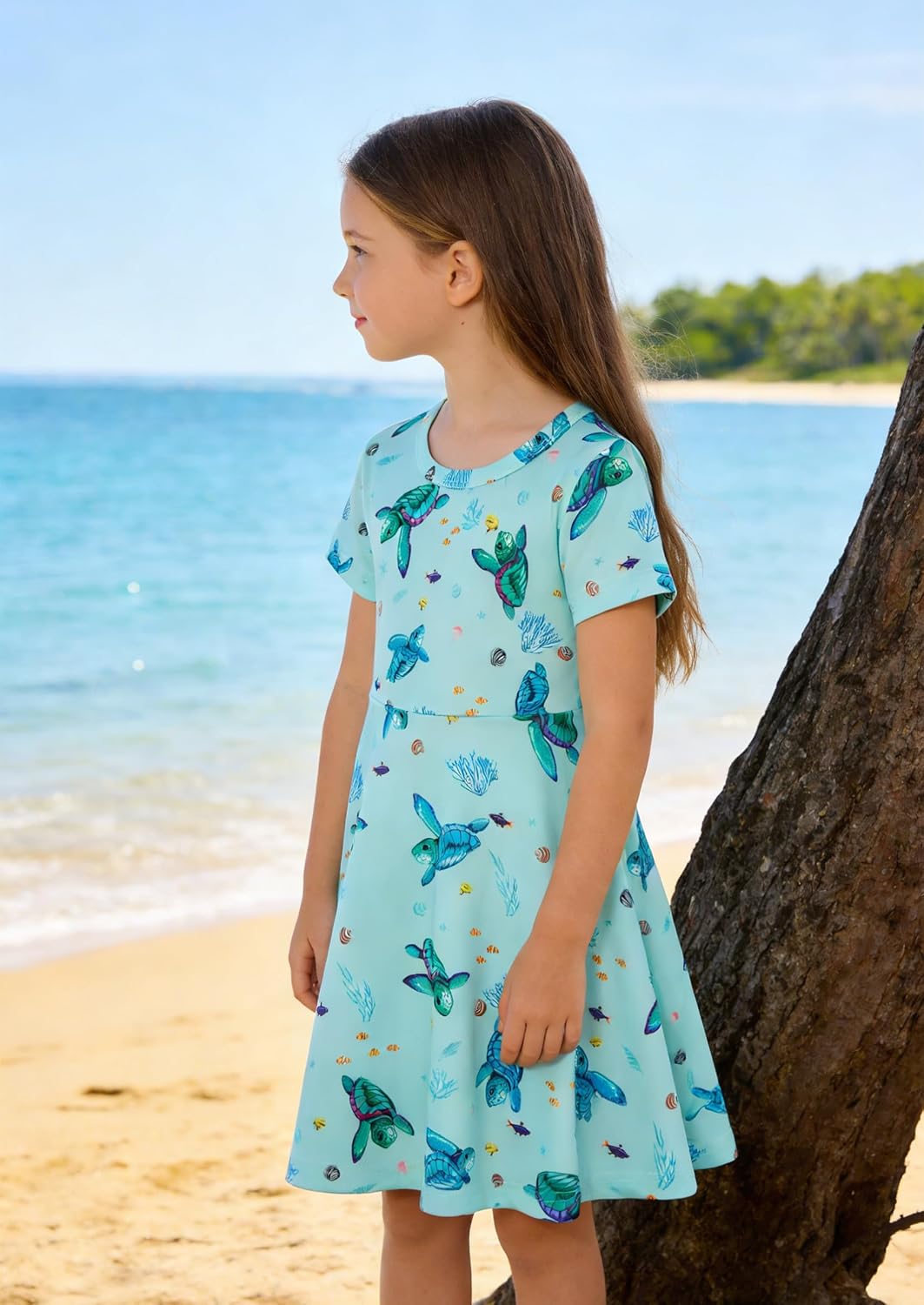 RAISEVERN Little Girls Dress Short Sleeve Summer Sundress for 2-9Y Dresses