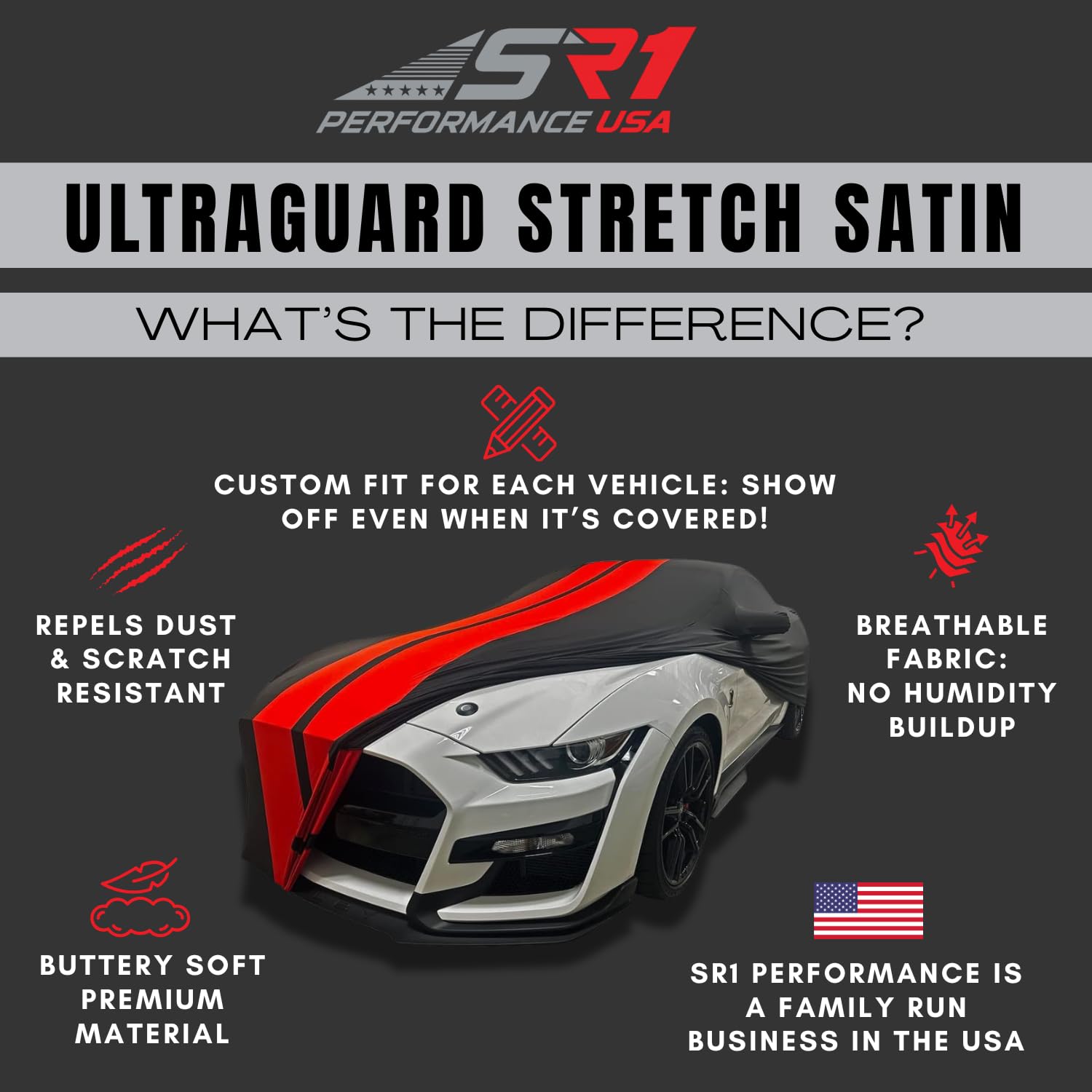 C8 Corvette Custom Fit Car Cover - Indoor Ultraguard Stretch Satin Sport Series - The Ultimate High End — view 2