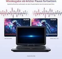 GOnavidio 15.4" Hordozható Blu-ray DVD Lejátszó 1920x1080 HD, 270° Forgatható, 5 Órás Akkumulátor 5