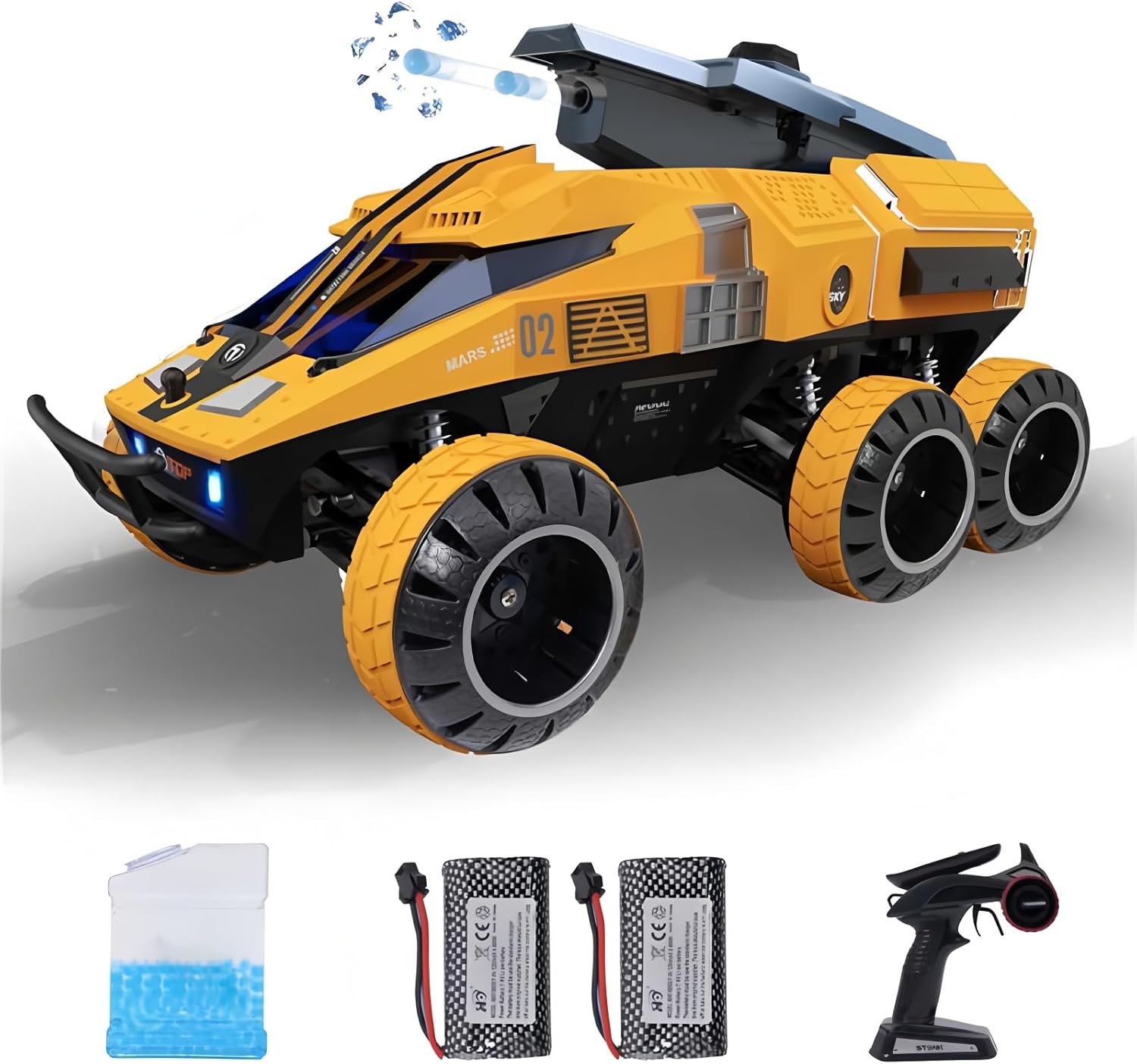 Remote Control Car, 6-Wheel Drive 2.4GHz 1:12 RC Truck Toy Off Road with Headlights, Turn Signal Lights and 2 Rechargeable Batteries Gifts for Kids Adults Age 8+ (Yellow)