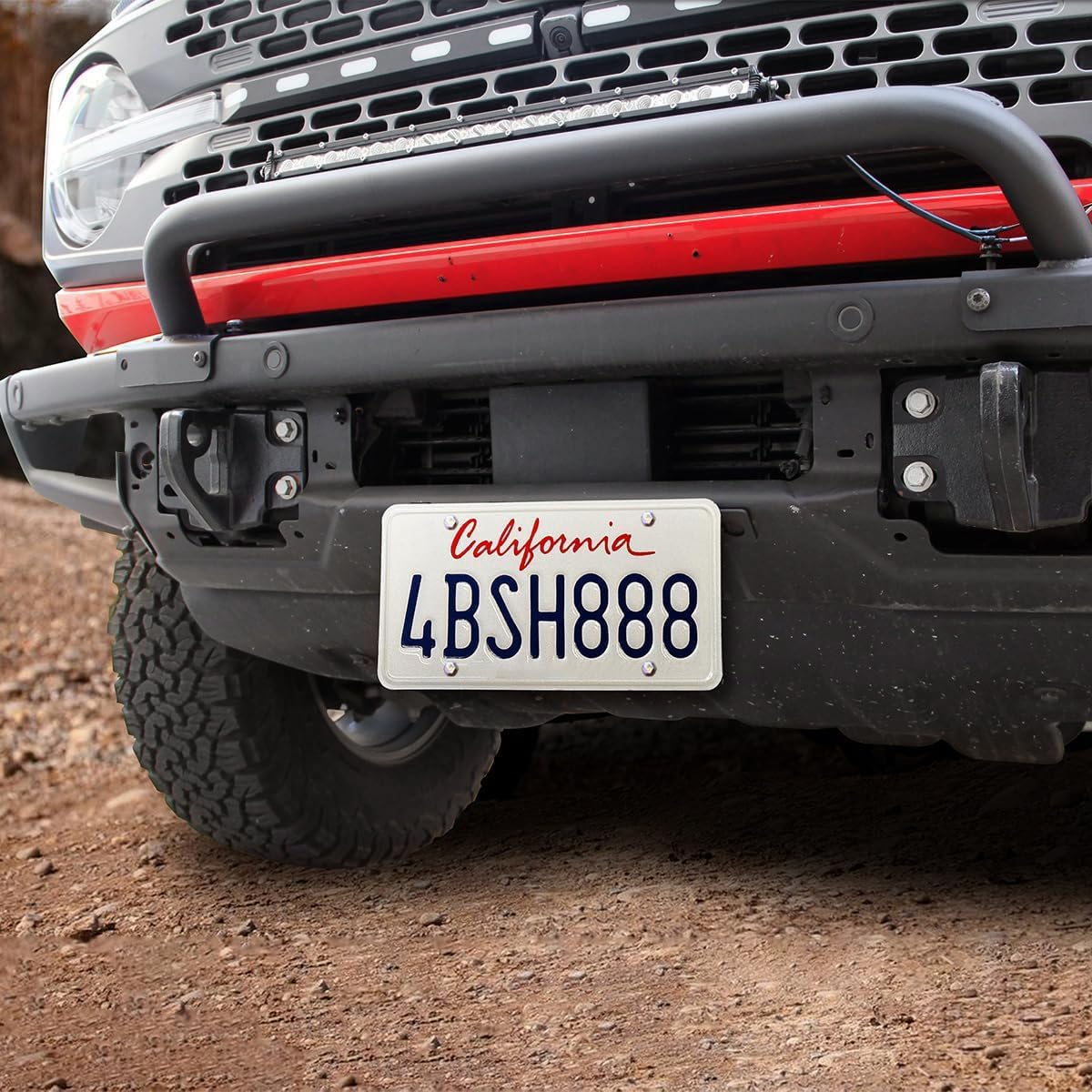 Front License Plate Bracket Compatible with Ford Bronco Accessories 2/4-Door 2025 2024 2023 2022 2021, License Plate Mounting Holder Frames Fit for Bronco Heavy-Duty Modular Bumper