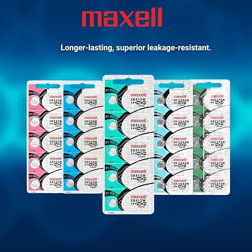 Miniatura 4 de Maxell Reloj Batería Botón Celda SR41SW 384 Pack de 5 Baterías