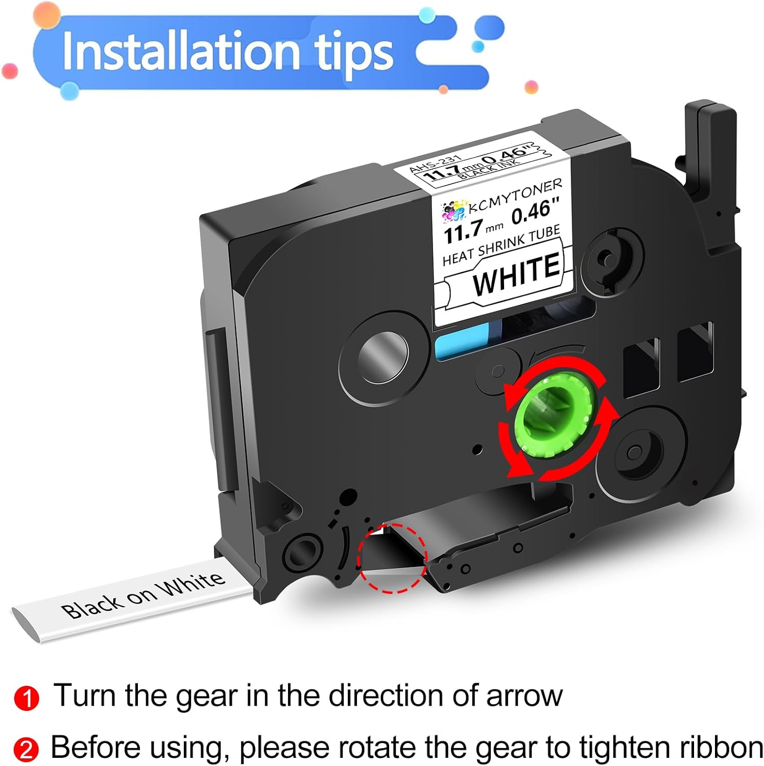 6 Pack Compatible for Brother Ptouch HSe-231 HS-231 AHS-231 11.7mm White TZe Heat Shrink Tube Label Tape for PT-D210 PT-E300 PT-E500 PT-E550W PT-P750WVP, 1/2 inch x 4.9 feet