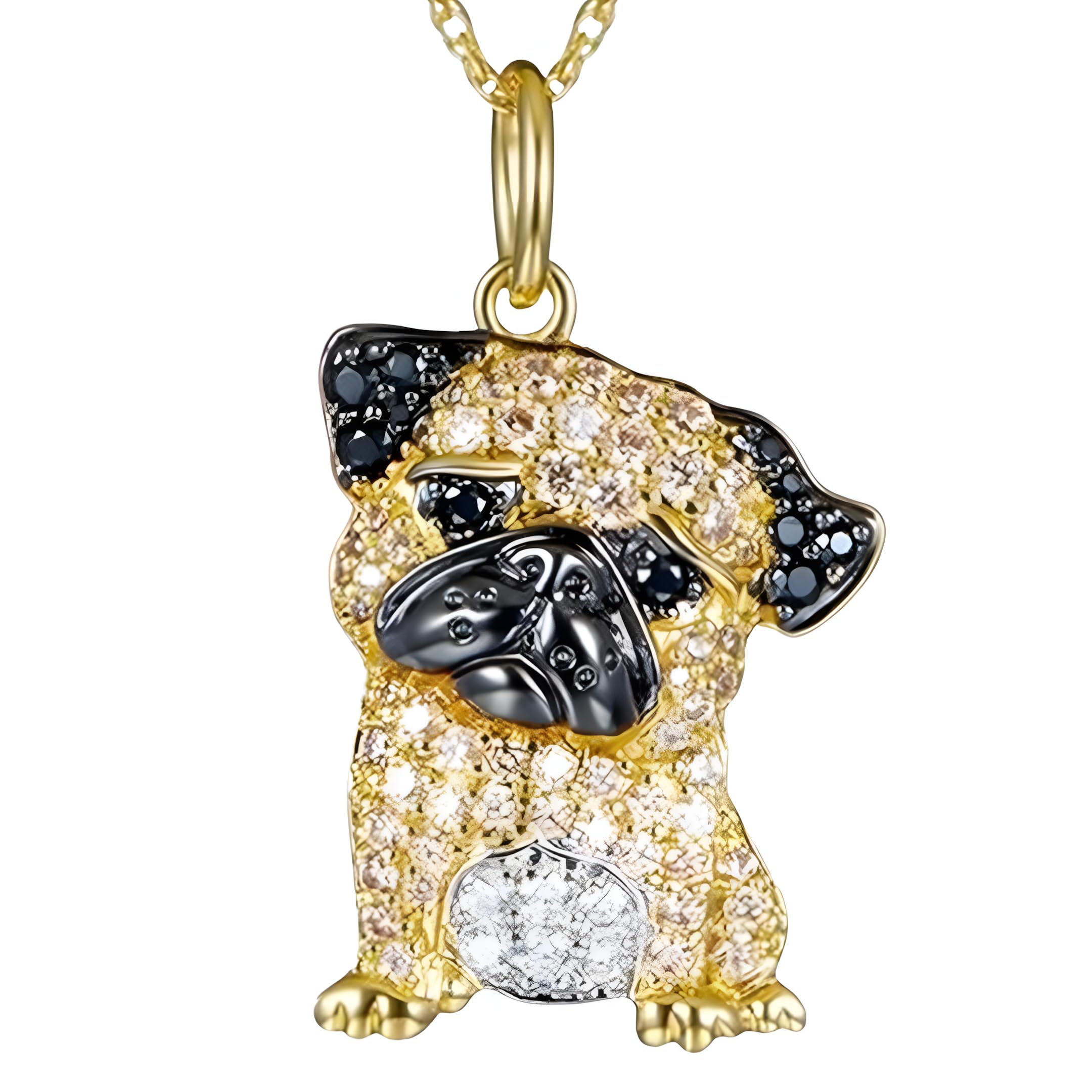 Collier carlin strass Coy B242 d'exception, fini doré et chaîne plaquée argent - 8