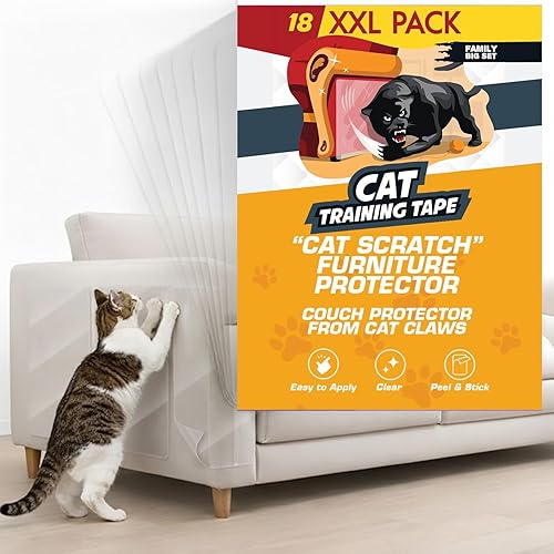 18 Pack Cat Scratch Furniture Protector Tape Sheets – Double-Sided