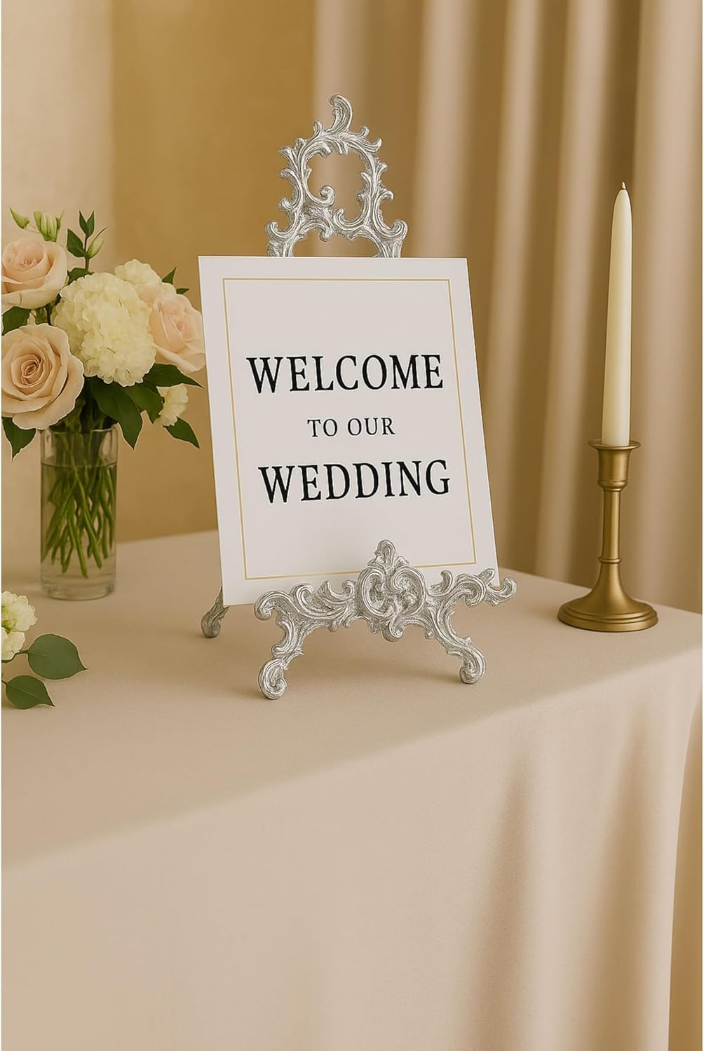 Easel Display Stands for Art Deco, Paintings, Pictures, Decorative Plates, Wedding Signs, Menu Stand, Home Decor Silver Picture Stand (Silver, 9 Inch)