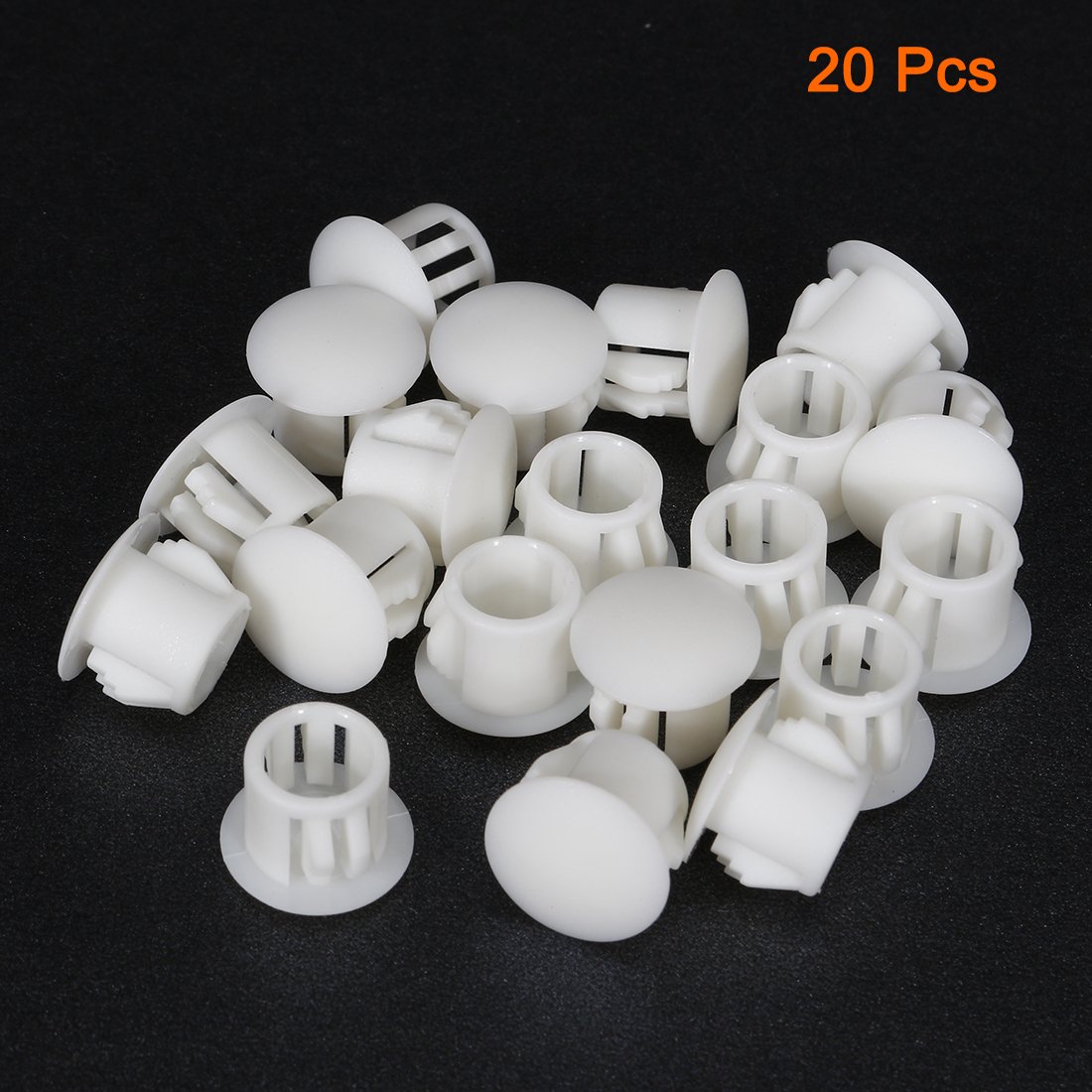 sourcingmap Hold Plugs,20pcs 9.5mm x 10.3mm White Nylon Round Snap Locking Panel Hole Plugs Cover, 10mm - Image 2