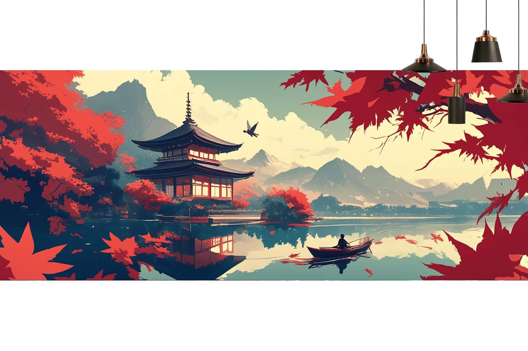 Japon Diamond Painting Paysage Diamond Painting Enfant Broderie Kit Complet, 5D Peinture Diamant Point de Croix Cristal Artisanat,DIY Tableau Strass Diamant Canevas Débutant Kit, Gifts 60x180cm M671