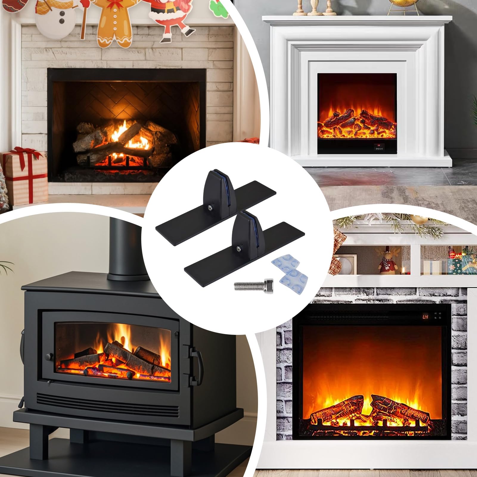 Soporte De Pantalla Para Chimenea - Soporte De Metal Para Cargas Pesadas De Acero, Diseño De Clip Ajustable, Soportes De Pantalla Para Chimeneas Patas Para Soporte, Accesorio Para