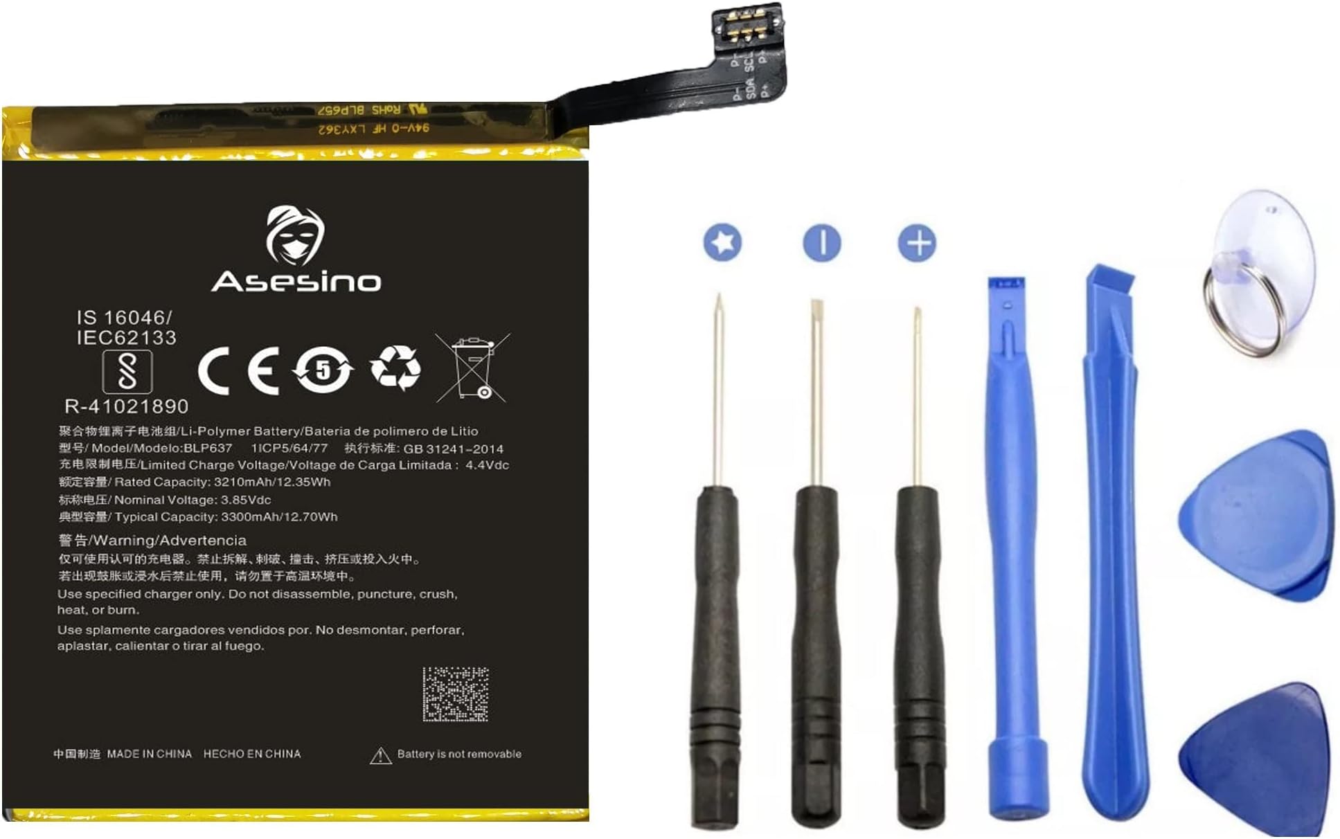 Asesino Battery Compatible with OnePlus 5/5T (3300mAh) with Replacement Toolkit BLP637