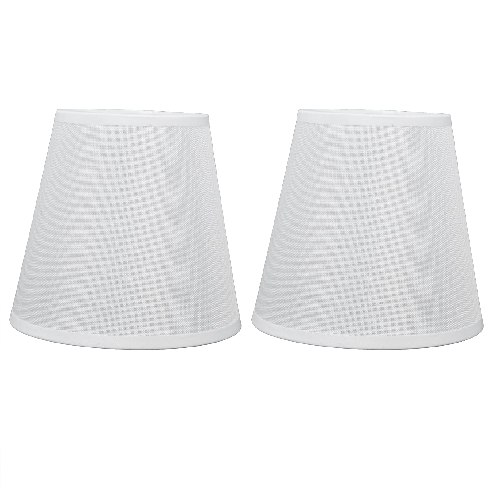 Jenngaoo 2Pcs Lamp Shades, European Style Barrel Fabric Clip On Lampshade for E14 Screw Chandelier Wall Light Floor Lamp Replacement, Small Cloth Light Cover - 3.6x5.6x5.1in, White