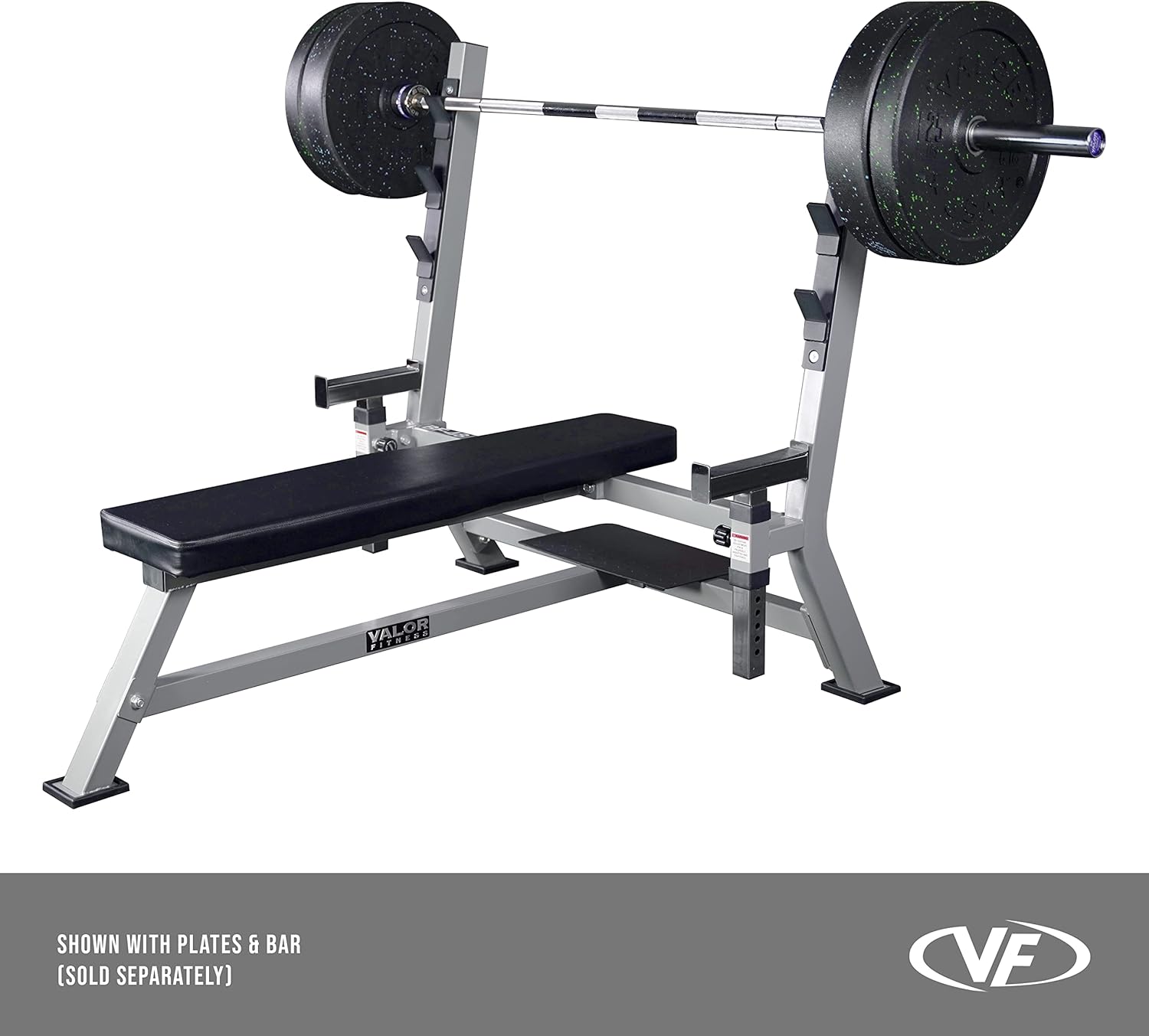Valor Fitness Olympic Bench Press Station with Spotter Stand, Adjustable  Safety Catch, and Steel Frame for Home Gym