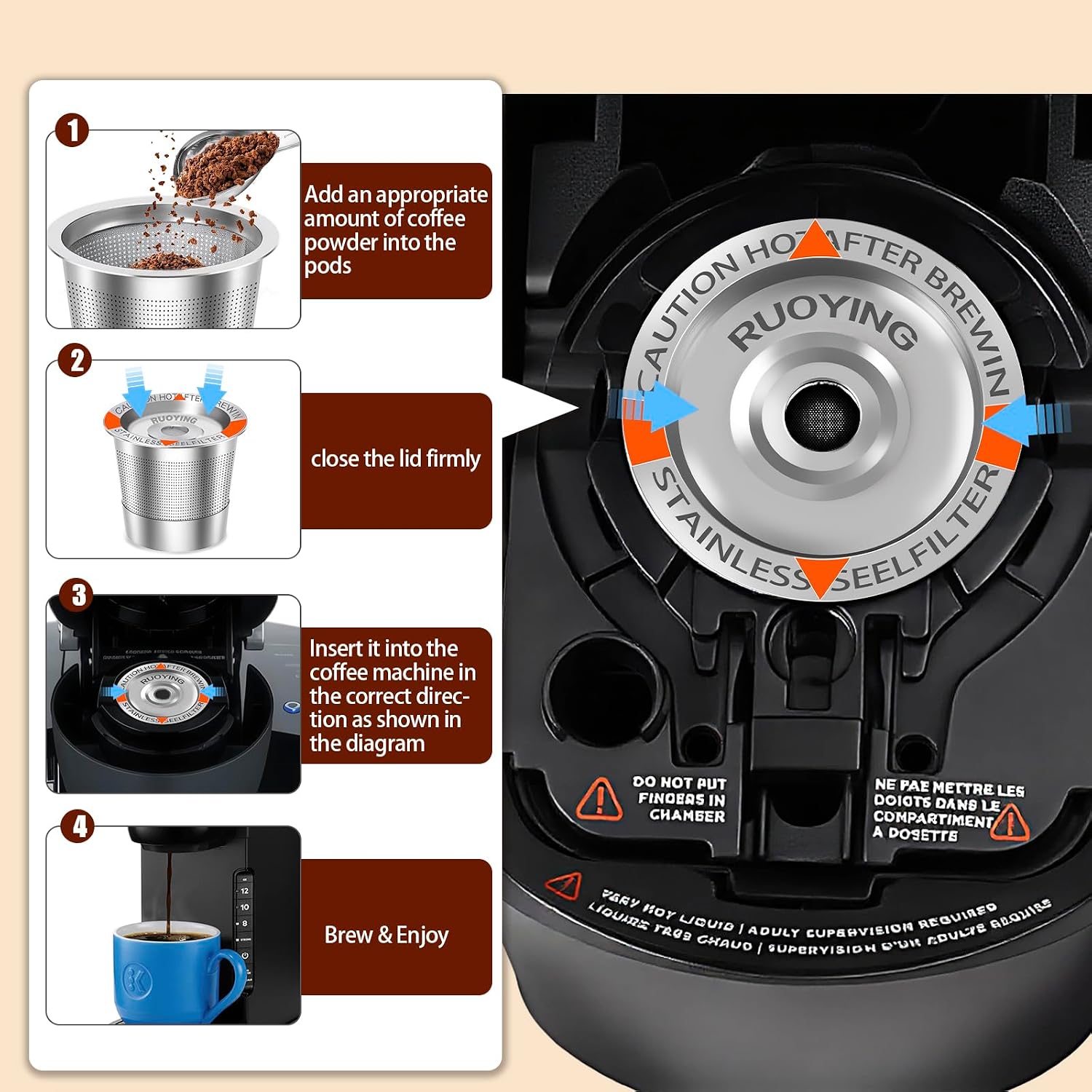 Double Layer SUS304 Reusable K Cup Filter, Fits Keurig 1.0 & 2.0 Brewers image 5