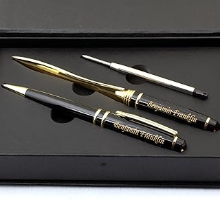 Custom Engraved Executive Pen Gift Set – Personalized Brass Ballpoint Pe...