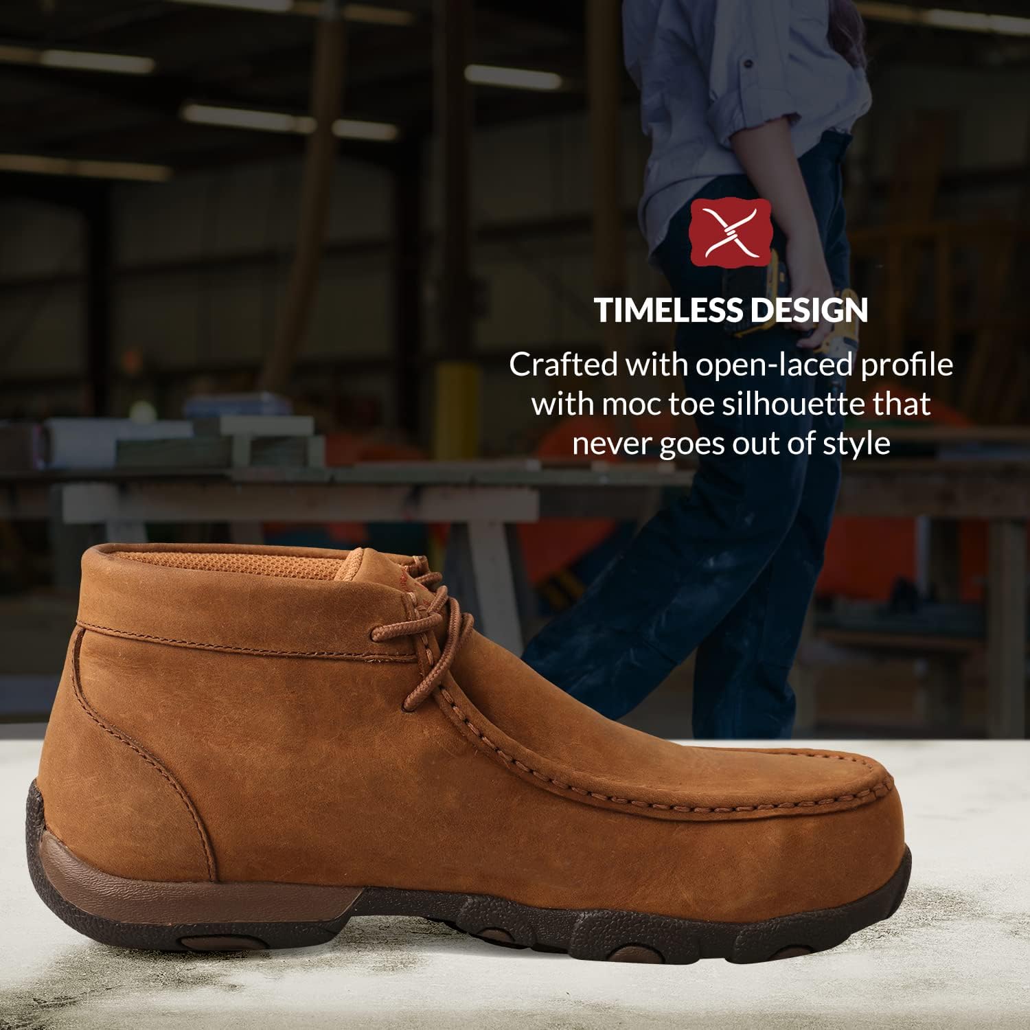 Vista 2 de Twisted X - Mocasines de conducción para mujer puntera de acero