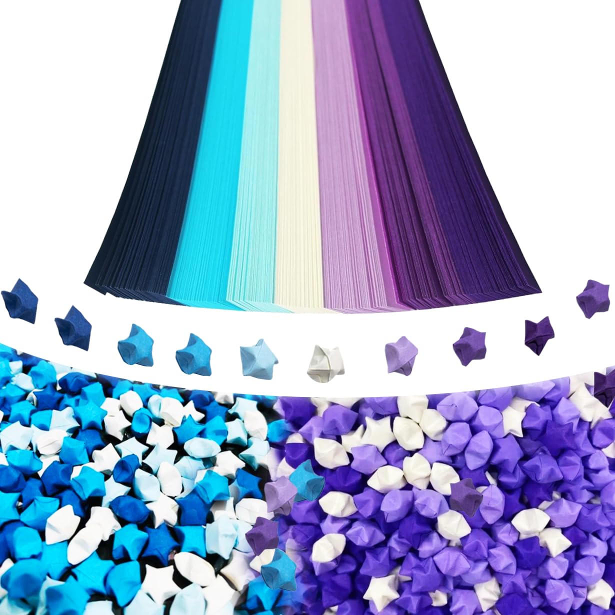 Star origami, origami star paper strips, lucky star decorative paper strips, DIY handicrafts (blue purple gradient (540 pieces))-image-42