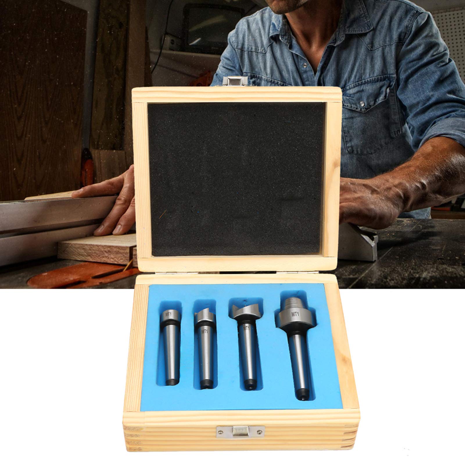 Tornio Girevole Drive Track Cup Arbor Tornio Liscio Centro Vivo Set di Centri di Tornitura da 4 Pezzi per Tornio per Legno per la Lavorazione dei Metalli con Scatola (MT1)