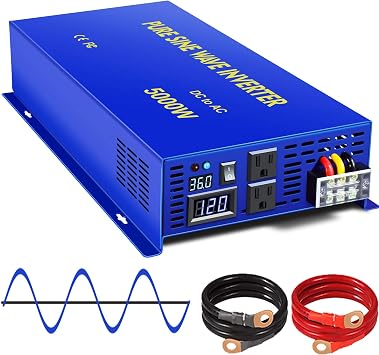 5000 Watt Pure Sine Wave Inverter 36V DC to AC 120V, 5000W Power Invert Surge 10000W Power Converter for Solar System. 5000W 36V