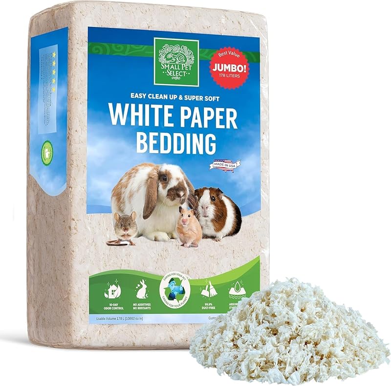 Unbleached White Paper Bedding, 178L | Soft Absorbent Natural Bedding, Odor Control, Made in USA, For Guinea Pigs, Rabbits, Hamsters & Small Pets