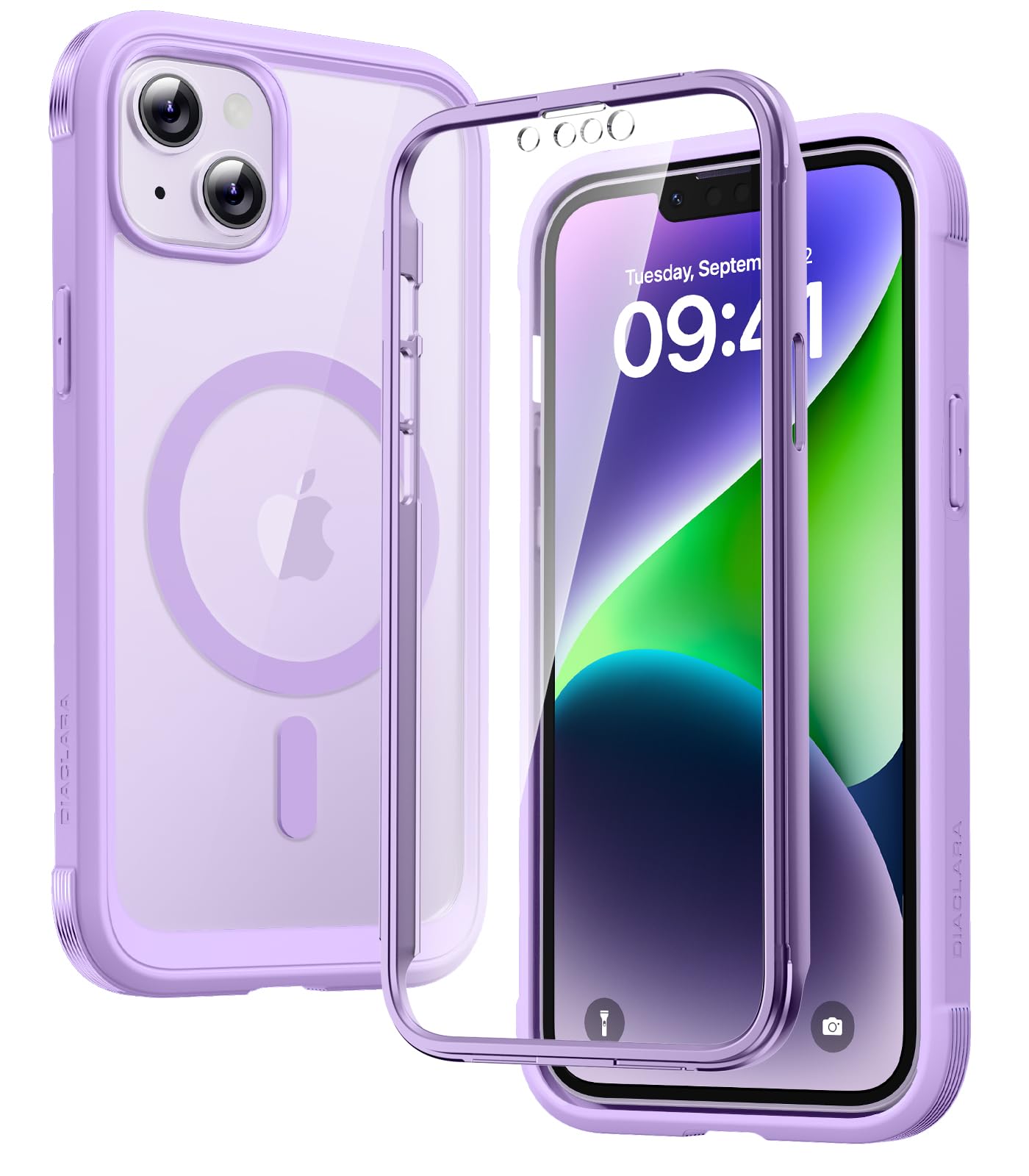 Diaclara Magnetic Designed for iPhone 14 Case, Compatible with MagSafe Built-in Touch Sensitive Anti-Scratch Screen Protector, with Camera Lens Protector for iPhone 14 6.1" (Peri Purple)