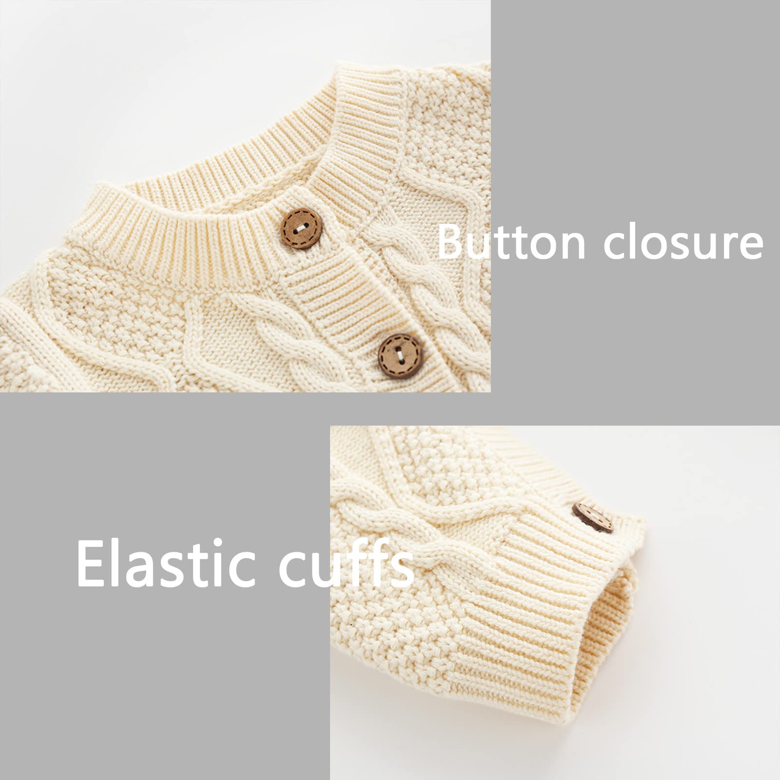 Conjunto de Suéter de Punto para Bebé Recién Nacido, de Algodón de Manga Larga con Gorro Cálido de Invierno para Niños