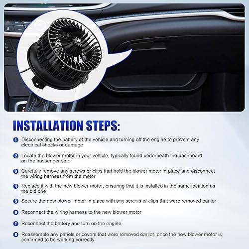 Miniatura 7 de Motor de soplador de CA delantero con ventilador para Dodge Caravan Grand Caravan Chrysler Town and Country Voyager Pacifica 2001 2002 2003 2004