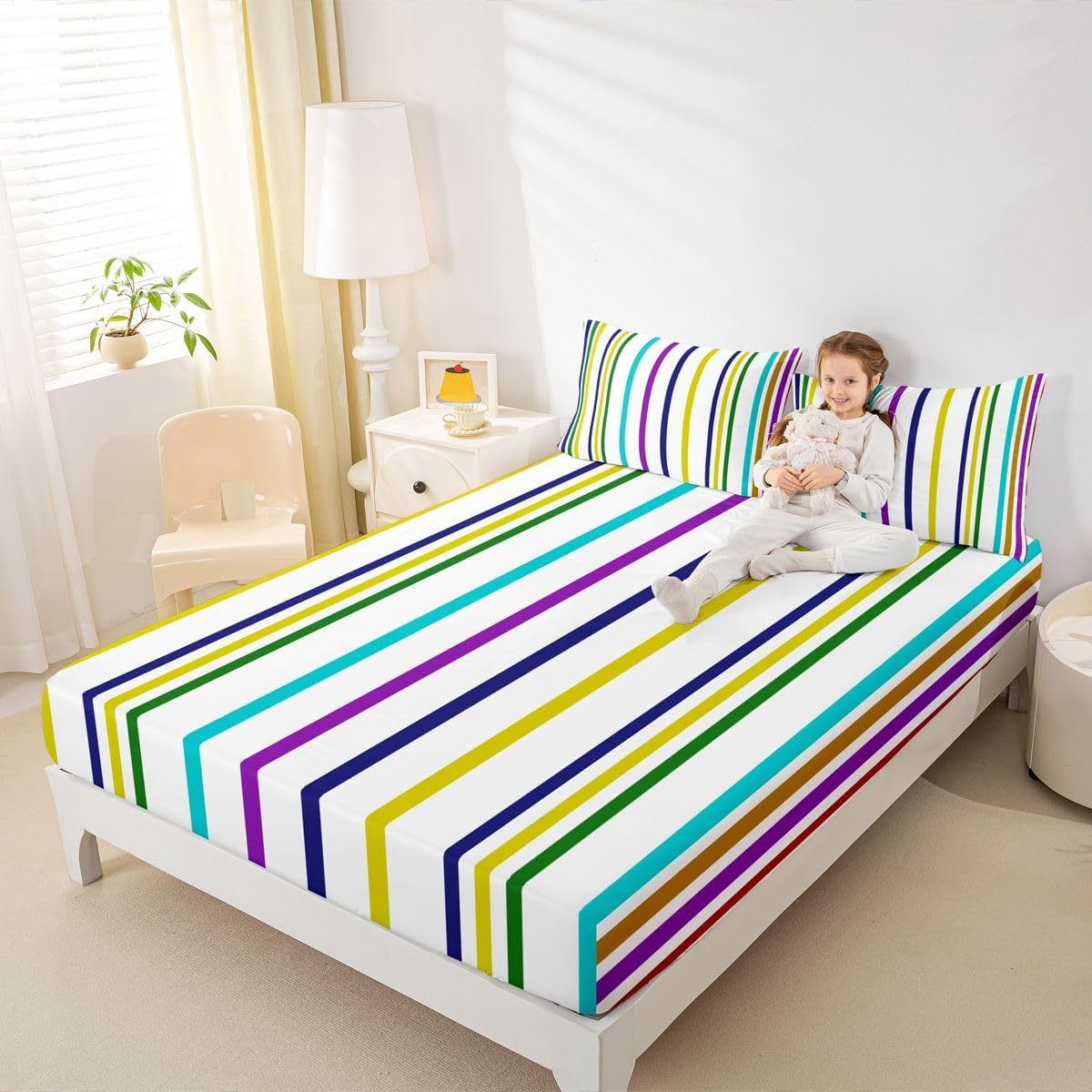 Erosebridal Stripes Bed Sheets King image 5