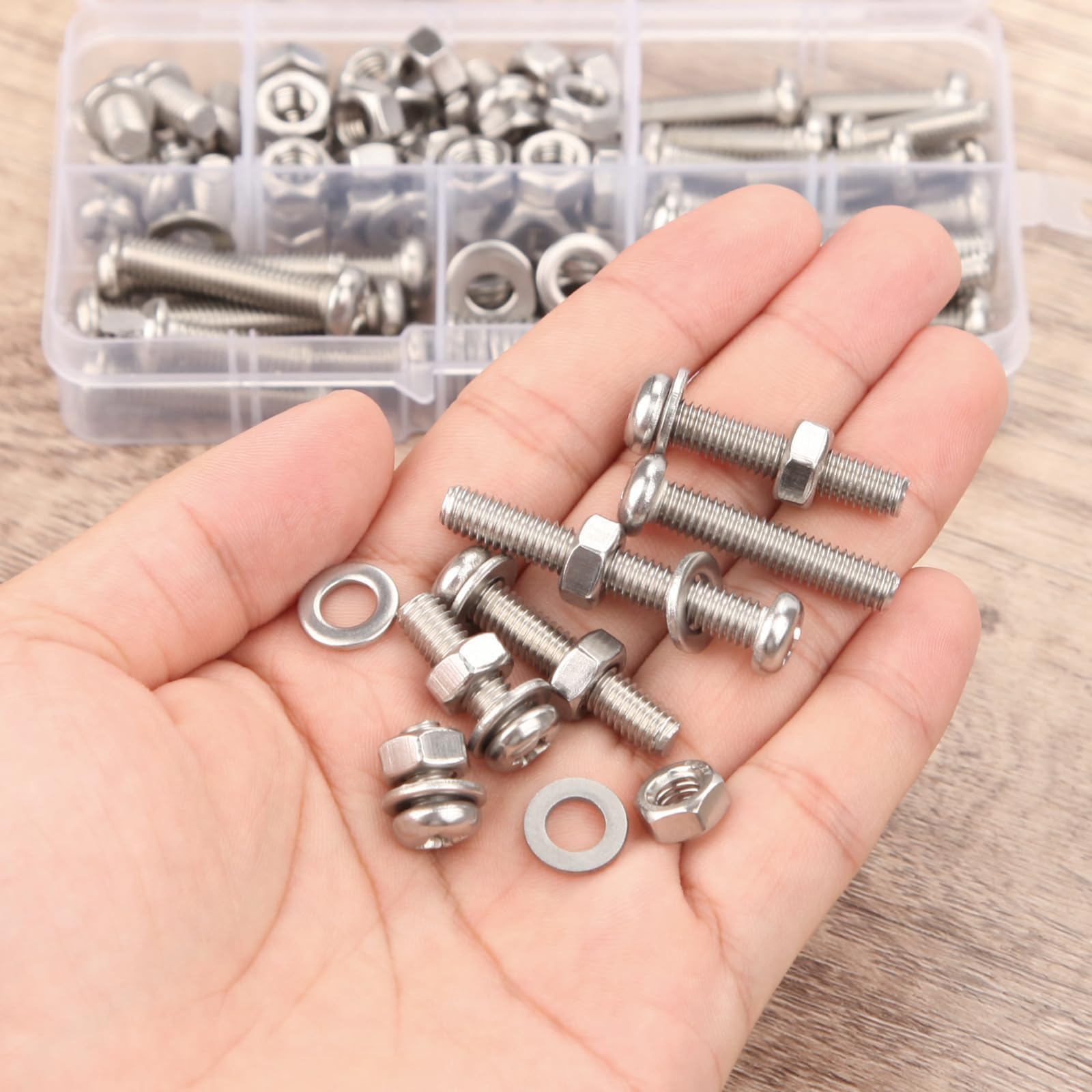 SWTYExt 120 Piezas Juego Tornillos M6 Tuercas 304 A2-73 Inoxidable Tornillos Con Tuercas Y Arandelas Tornillos De Cabeza Botón Para Tornillos Cabeza Plana, Tornillos Roscados, Mantenimiento Mecánico