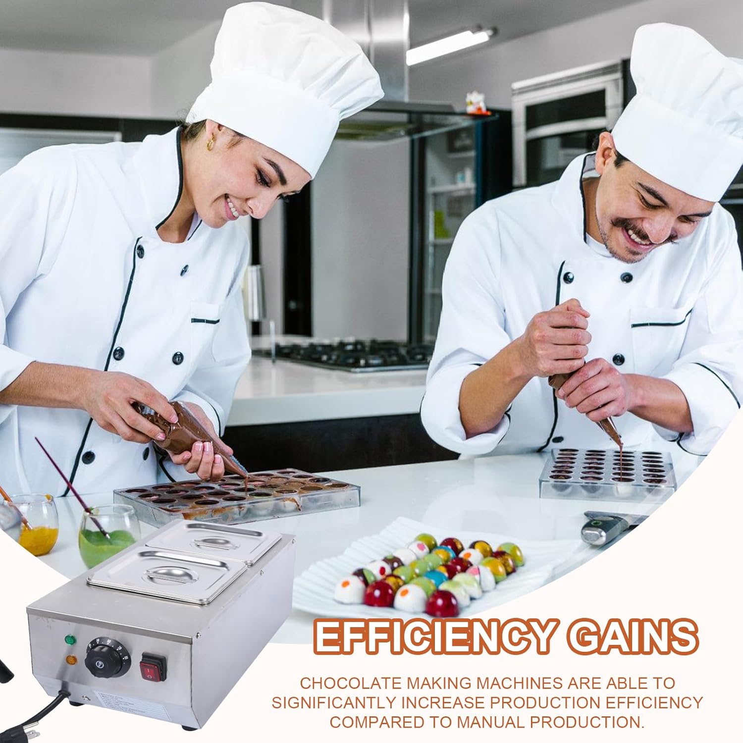 Professional Stainless Steel Electric Chocolate Heater Warmer Fondue Maker with Two Basins for Baking Needs Chefs Birthday Celebration Chocolate Station