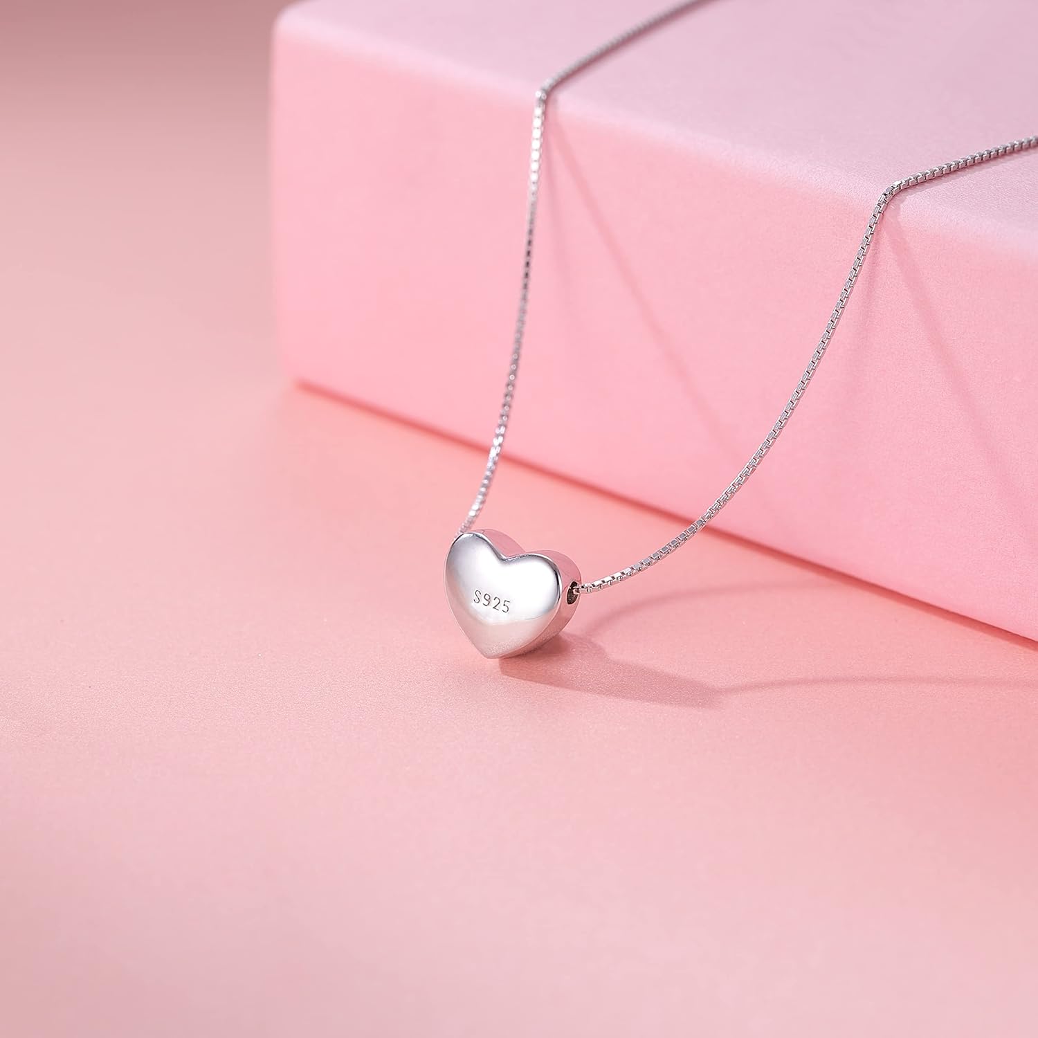 SLUYNZ Genuine 925 Sterling Silver Tiny Love Heart Pendant Necklace for Women Simple Sweet Heart Choker Necklace - Image 4