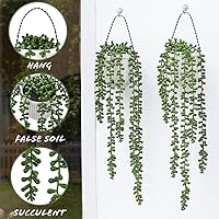 Vista 3 de NURCIX Simulación de vegetación artificial suculenta 5 tenedores lágrimas para los amantes de la planta colgante perlas falsas decoración del hogar